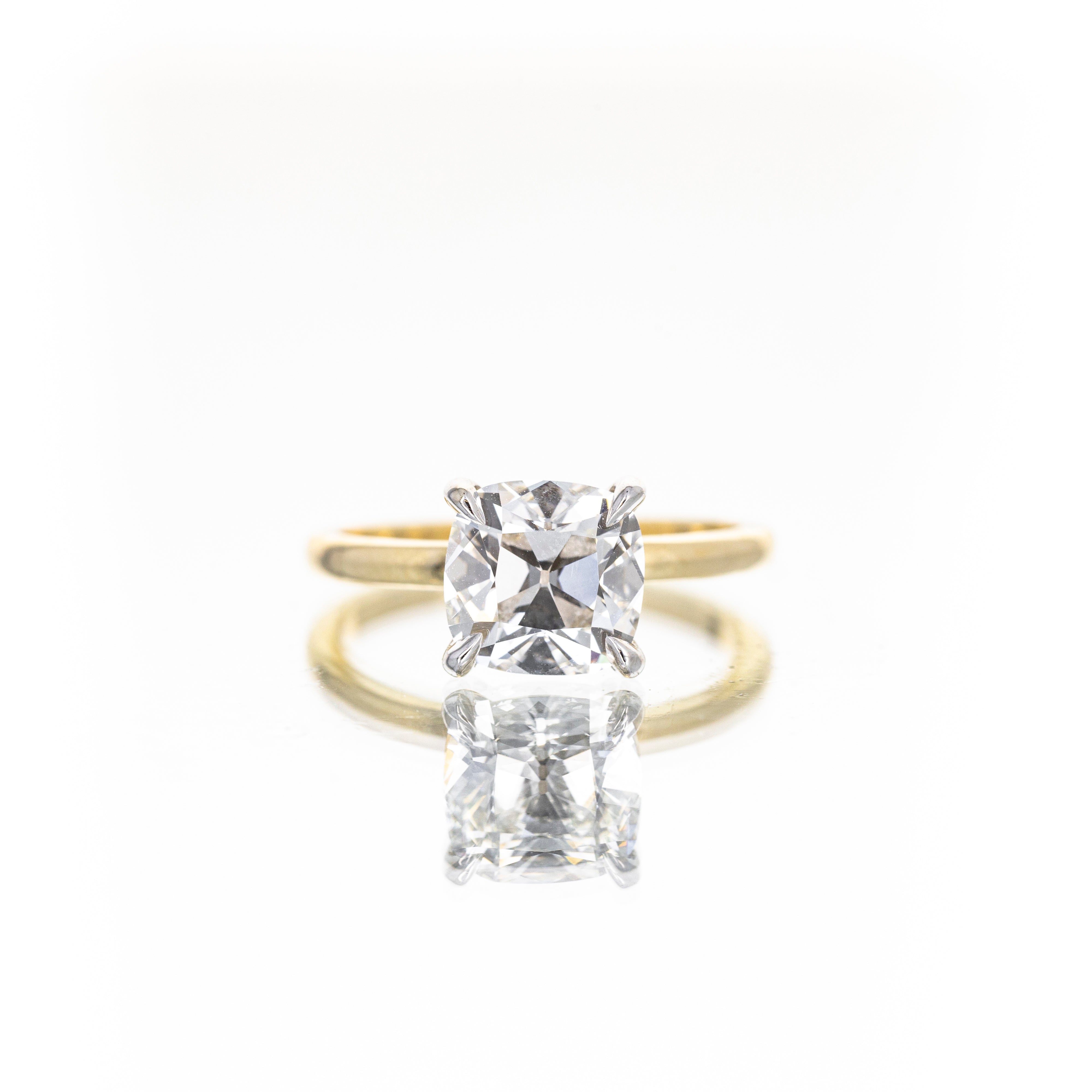 Lab Grown 2.51 Carat Antique Style Cushion Diamond Solitaire Engagement Ring - Queen May