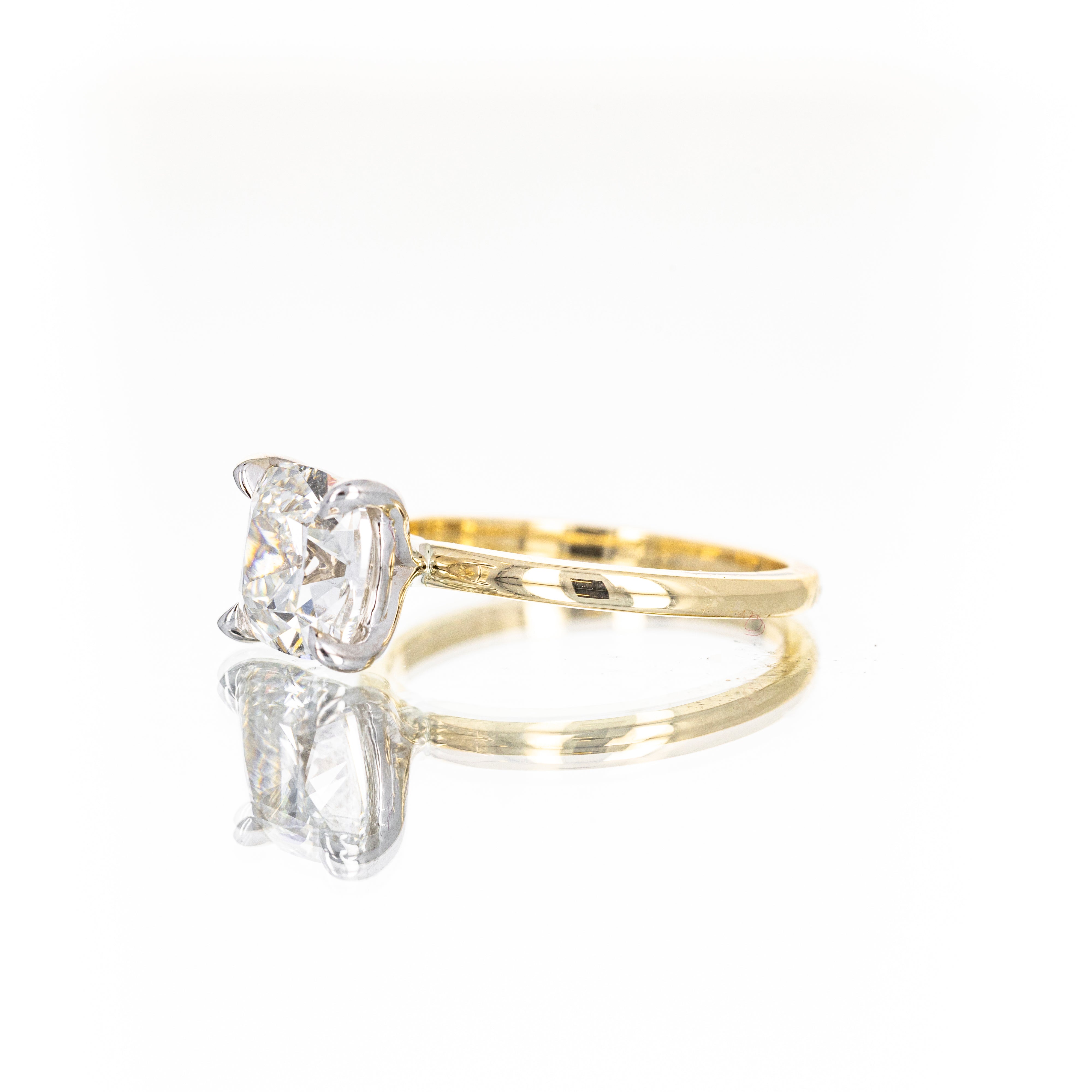 Lab Grown 2.51 Carat Antique Style Cushion Diamond Solitaire Engagement Ring - Queen May