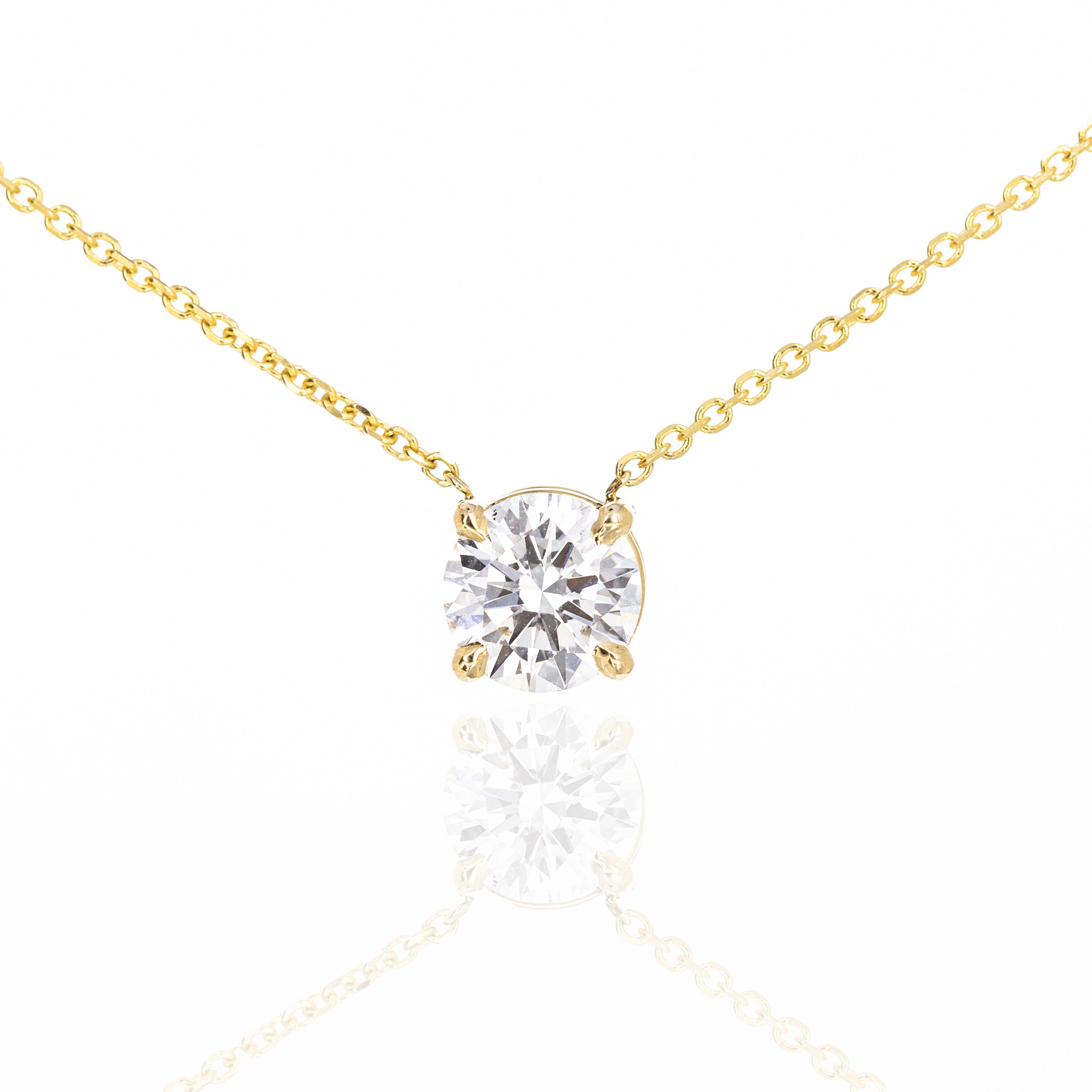 Lab Grown 1.06 Carat Round Diamond Solitaire Pendant Necklace - Queen May