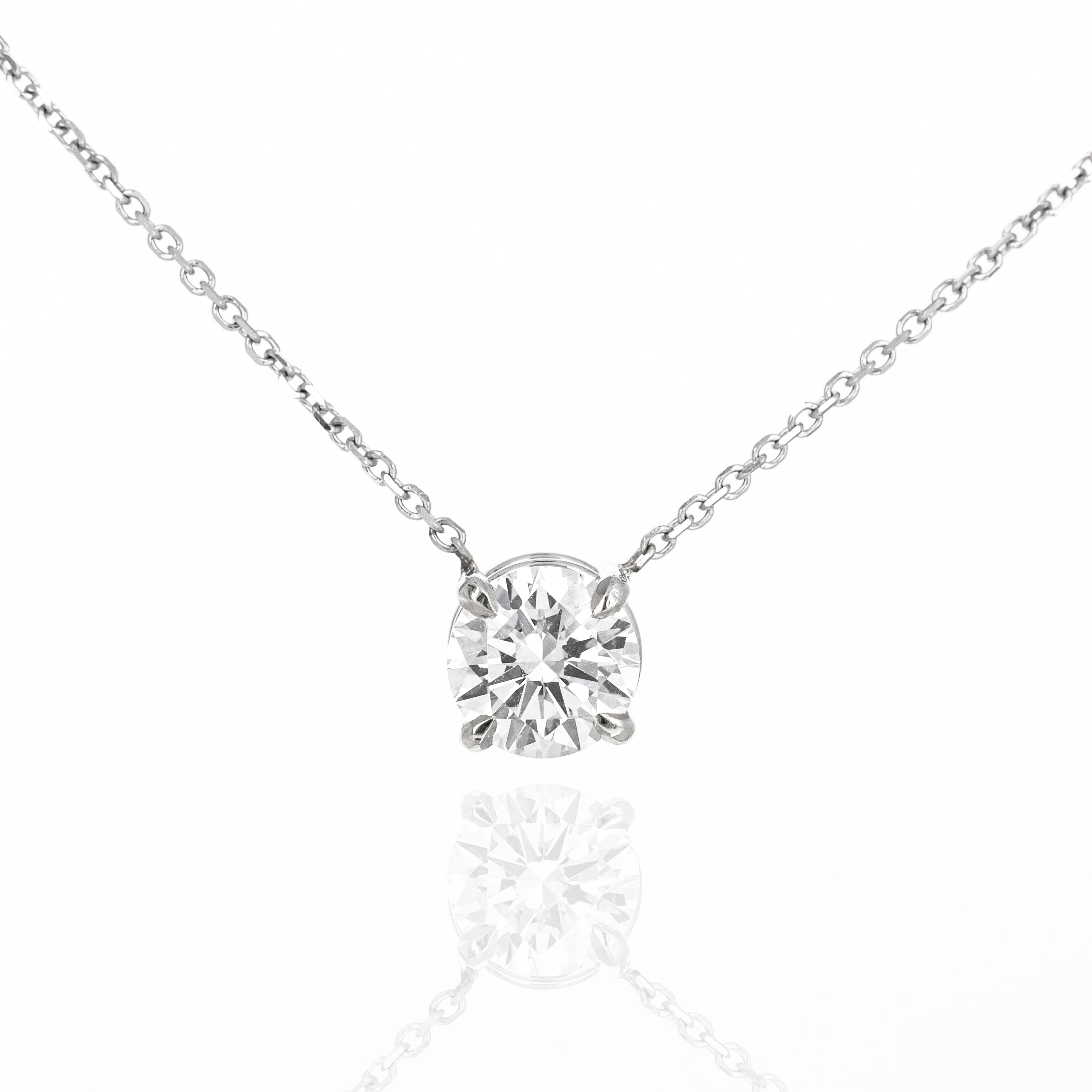 Lab Grown 1.02 Carat Round Diamond Solitaire Pendant Necklace - Queen May