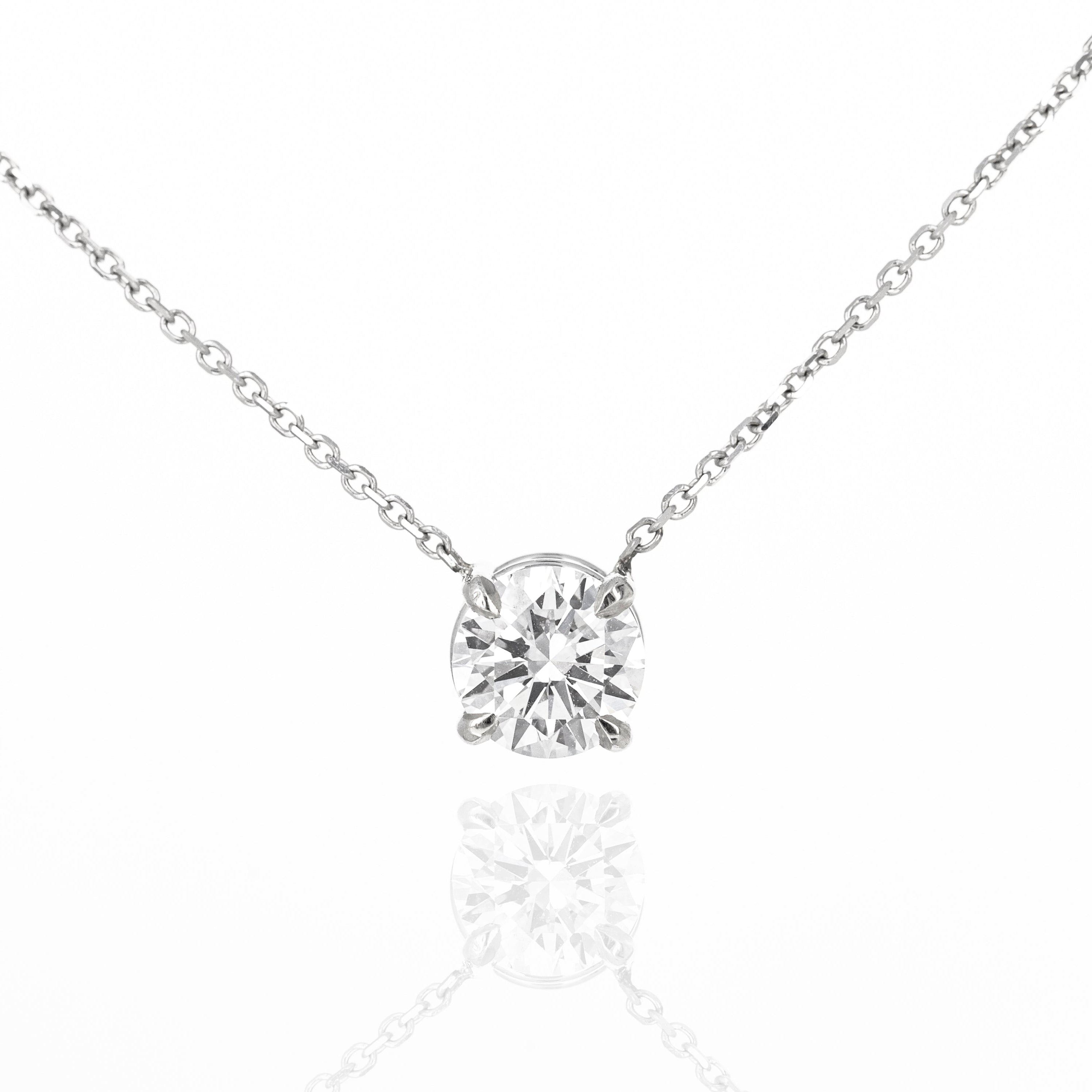 Lab Grown 1.06 Carat Round Diamond Solitaire Pendant Necklace - Queen May