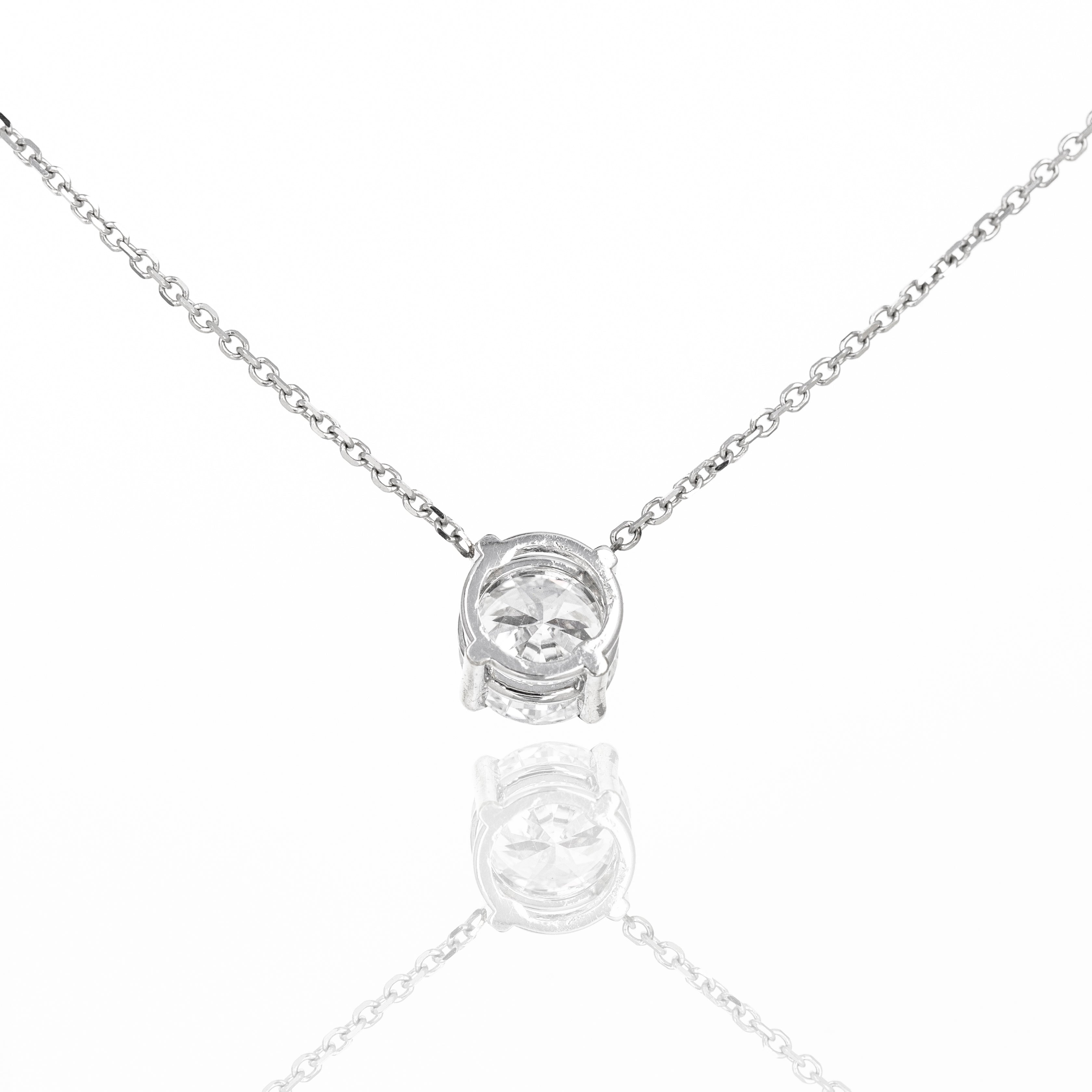 Lab Grown 1.06 Carat Round Diamond Solitaire Pendant Necklace - Queen May