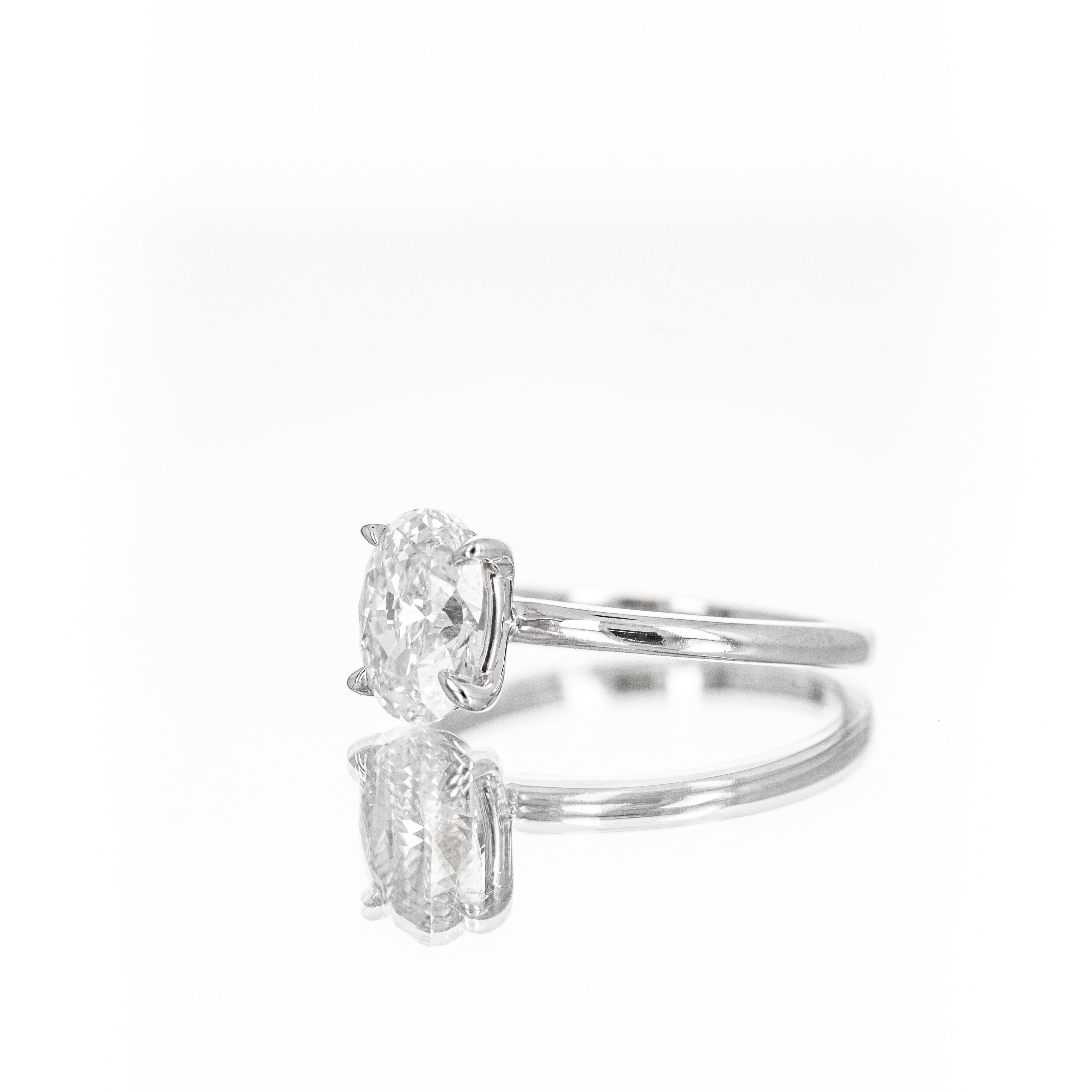 14K White Gold 1.52 Carat Oval Diamond Solitaire Engagement Ring - Queen May