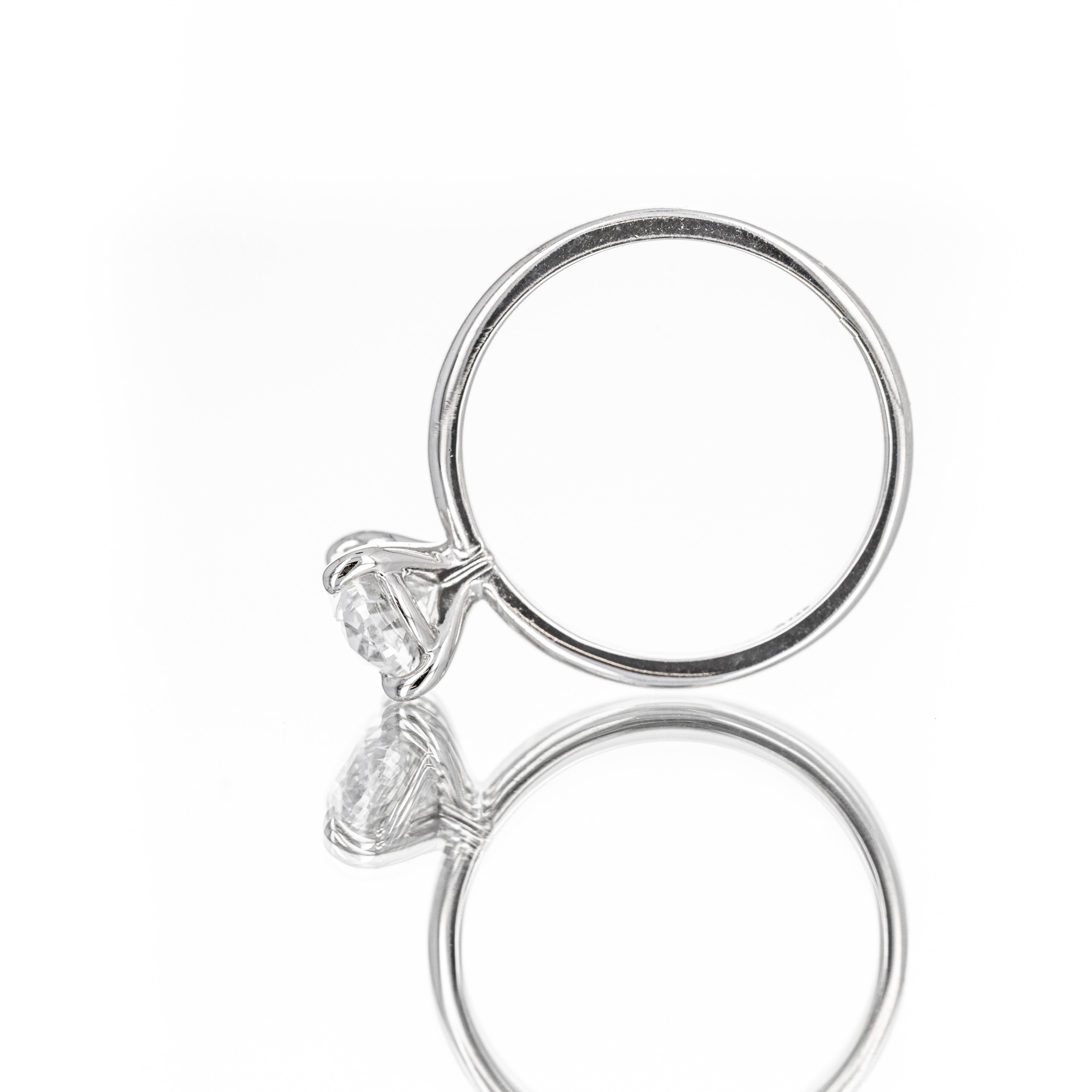 14K White Gold 1.52 Carat Oval Diamond Solitaire Engagement Ring - Queen May