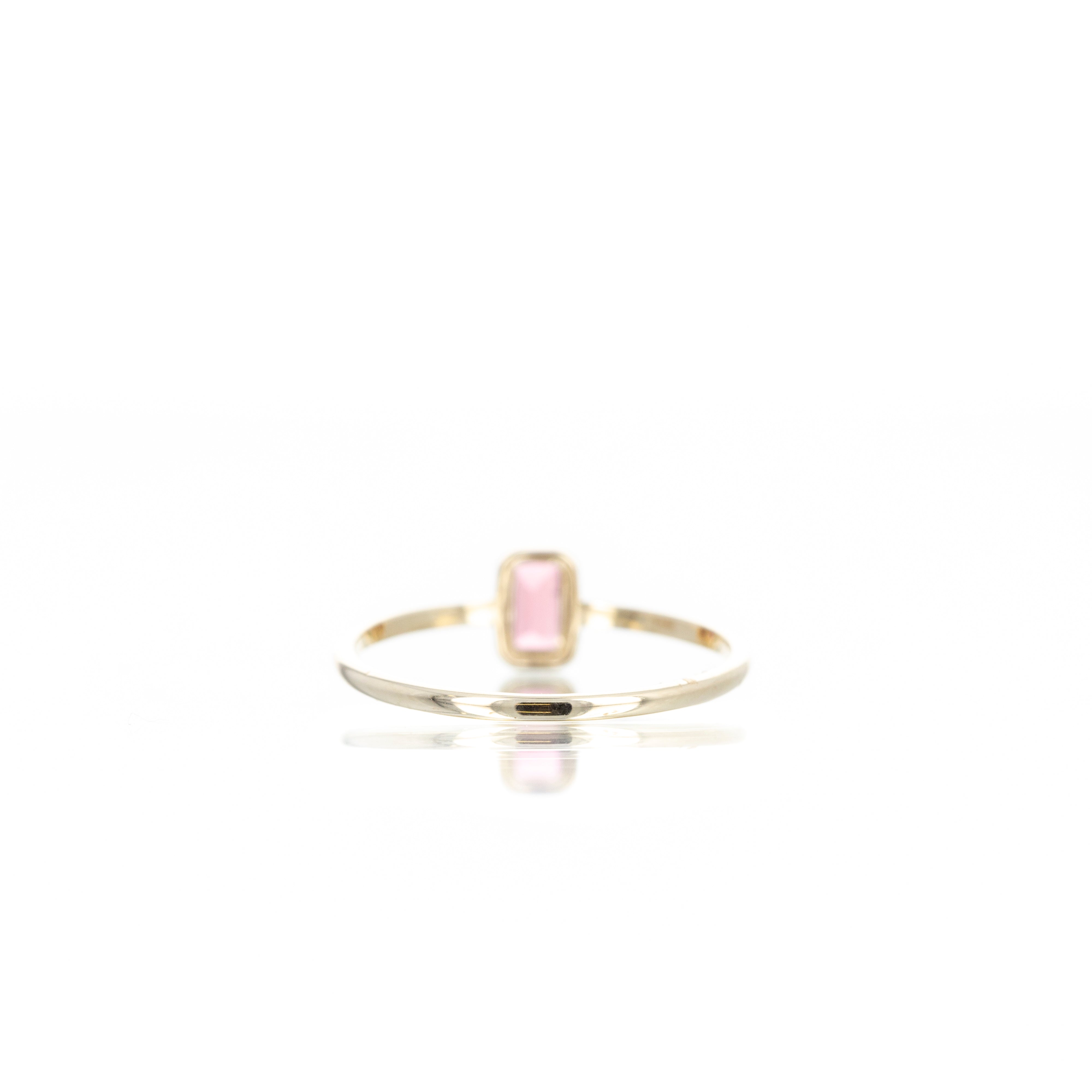 14K Yellow Gold 0.23 Carat Pink Tourmaline Bezel Ring - Queen May