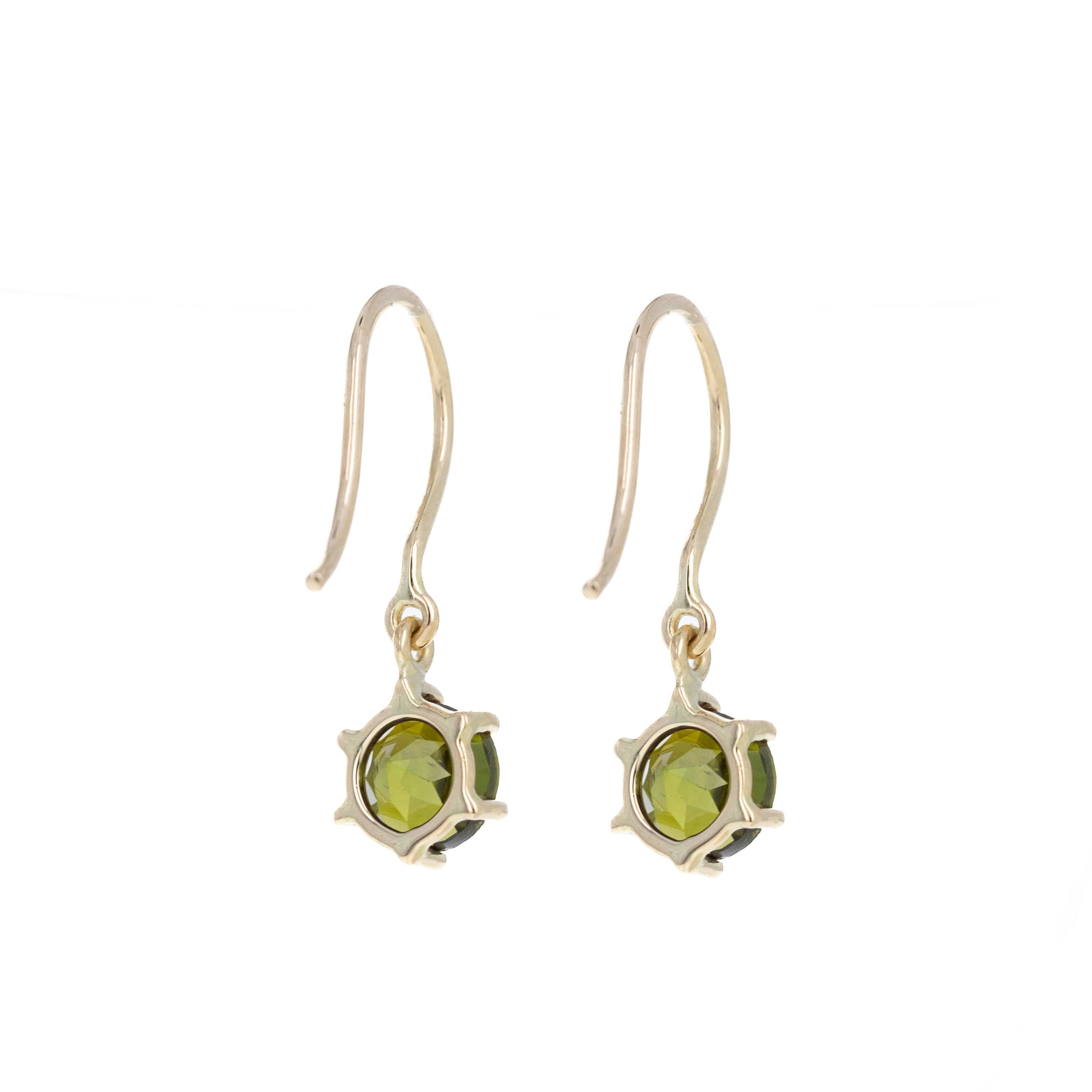 14K Yellow Gold 1.28 Carat Green Tourmaline Drop Earrings - Queen May