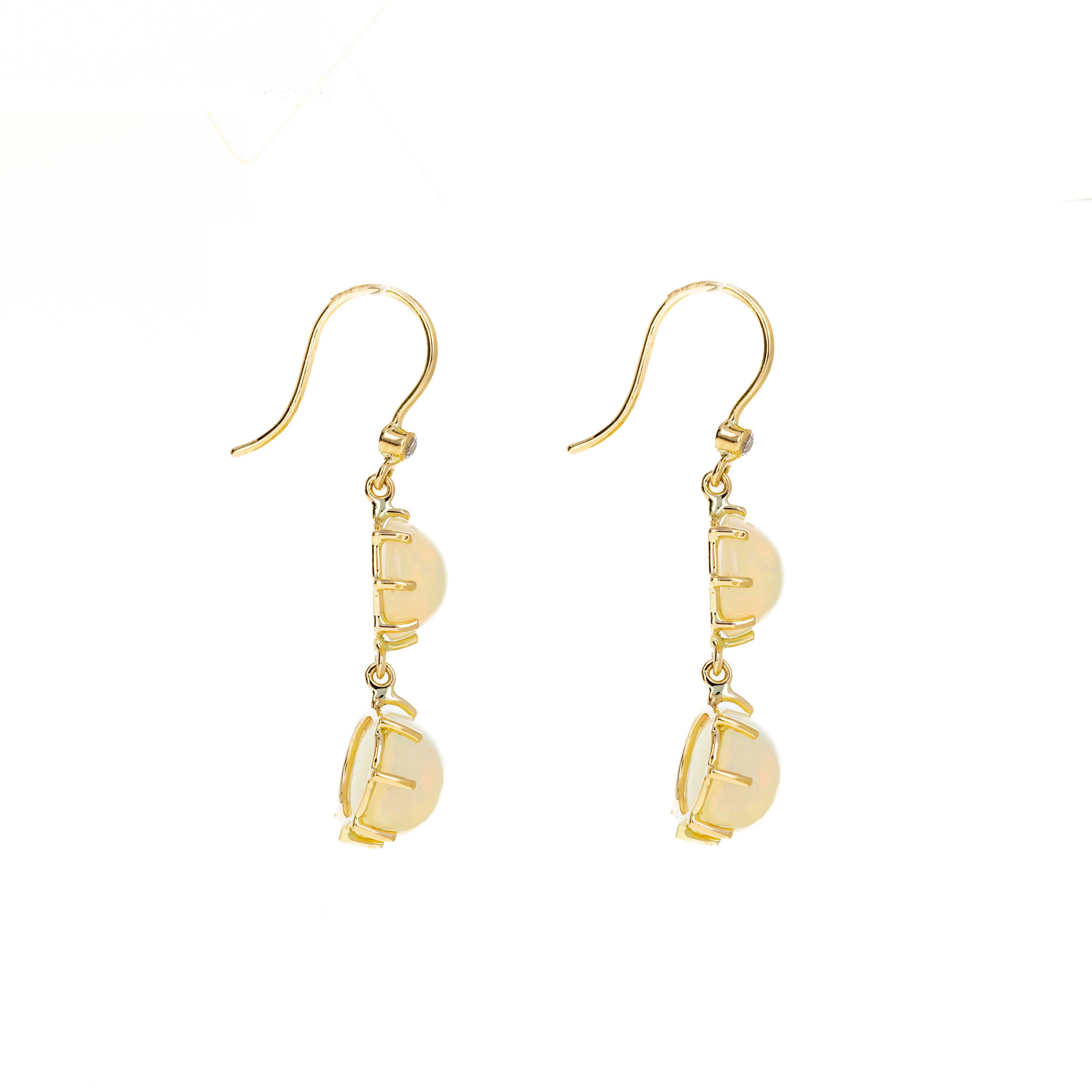 14K Yellow Gold 6.43 Carat Opal Diamond Drop Earrings - Queen May