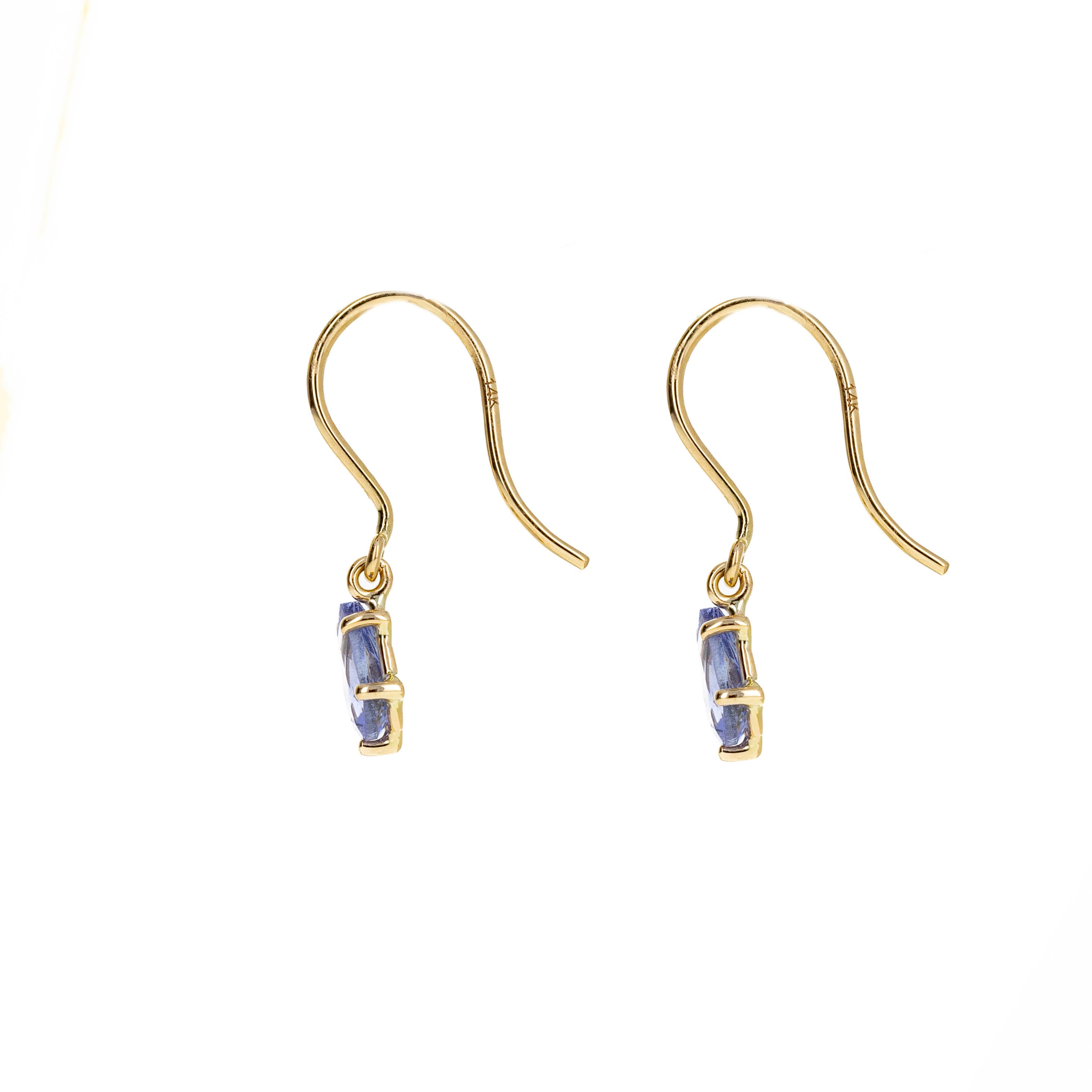 14K Yellow Gold 0.81 Carat Tanzanite Drop Earrings - Queen May