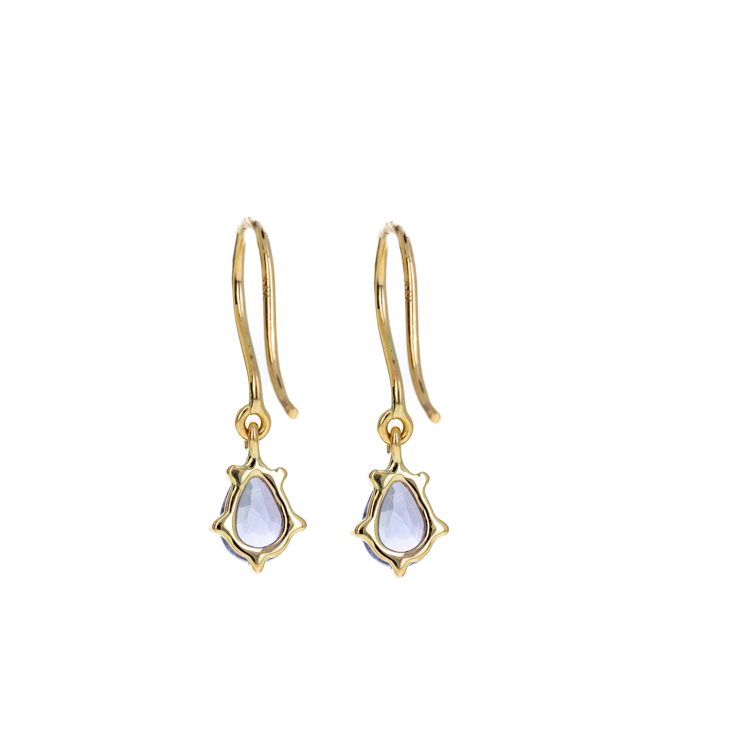 14K Yellow Gold 0.81 Carat Tanzanite Drop Earrings - Queen May