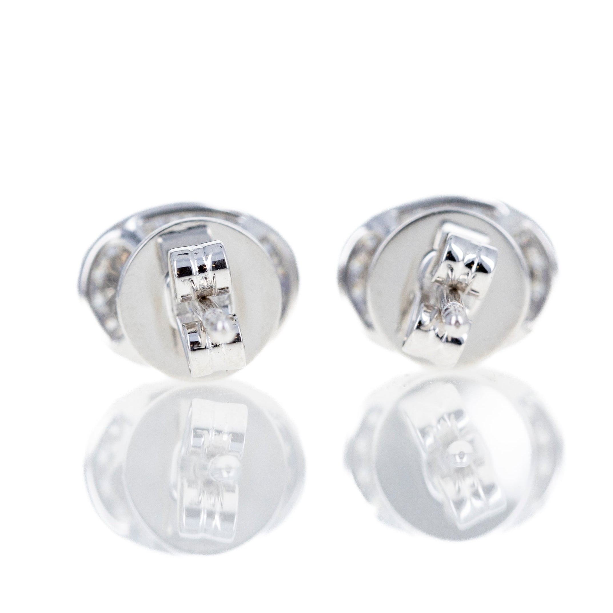 18K White Gold 0.95 Carat Sapphire Diamond Halo Stud Earrings - Queen May