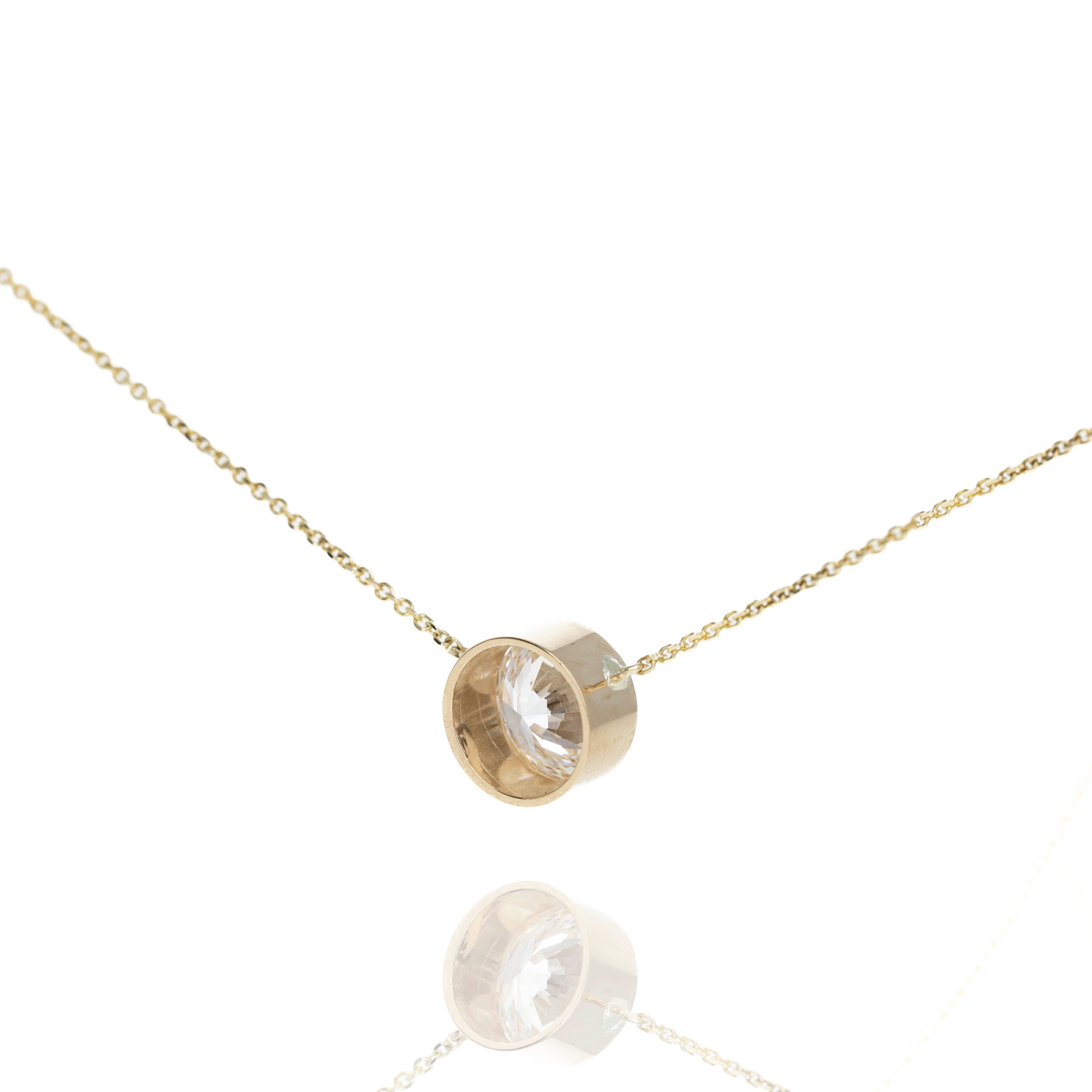 Lab Grown 3.05 Carat Round Diamond Solitaire Bezel Pendant Necklace - Queen May