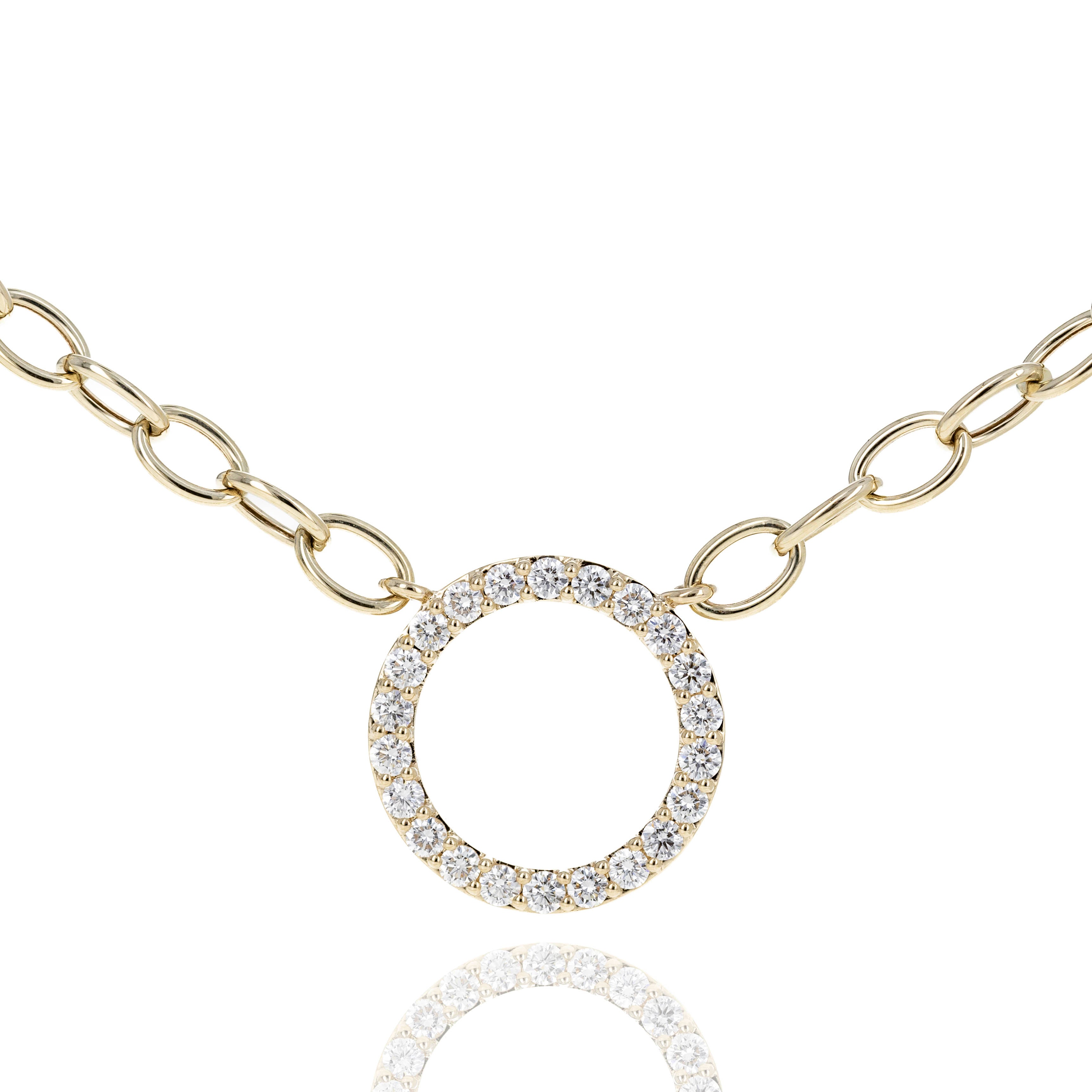 14K Yellow Gold 1 Carat Diamond Circle Pendant Necklace - Queen May