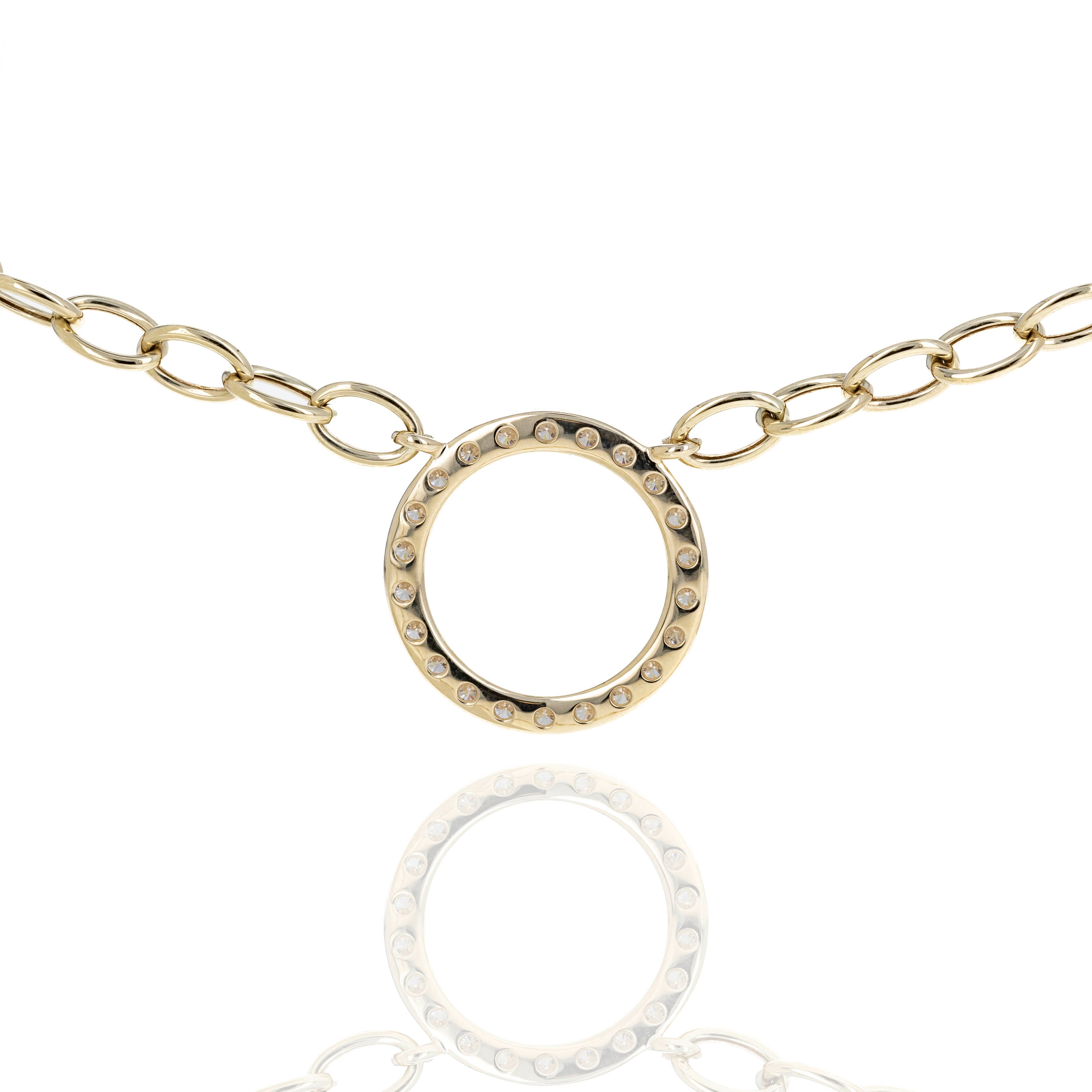 14K Yellow Gold 1 Carat Diamond Circle Pendant Necklace - Queen May
