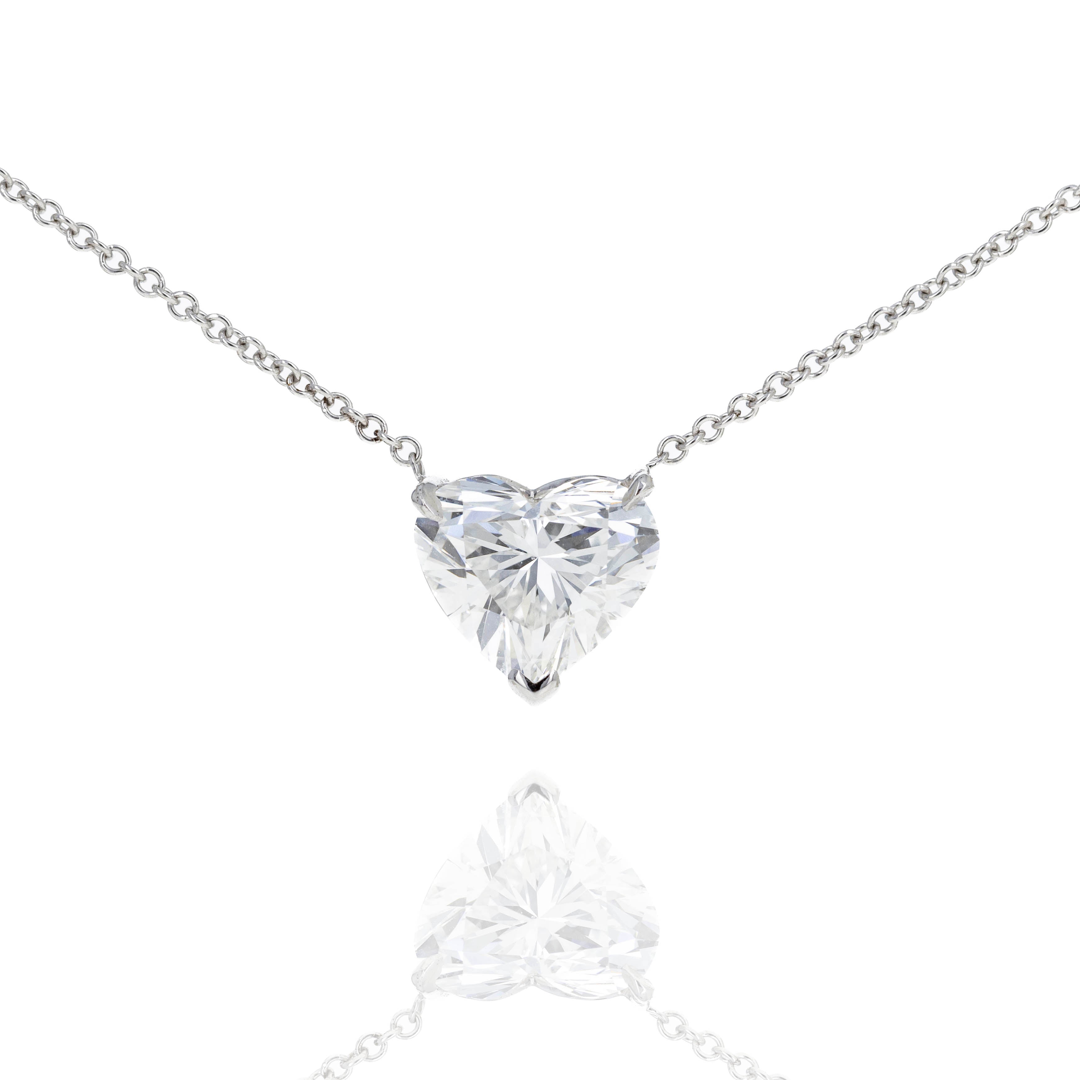 Lab Grown 3.20 Carat Heart Shape Diamond Solitaire Pendant Necklace - Queen May