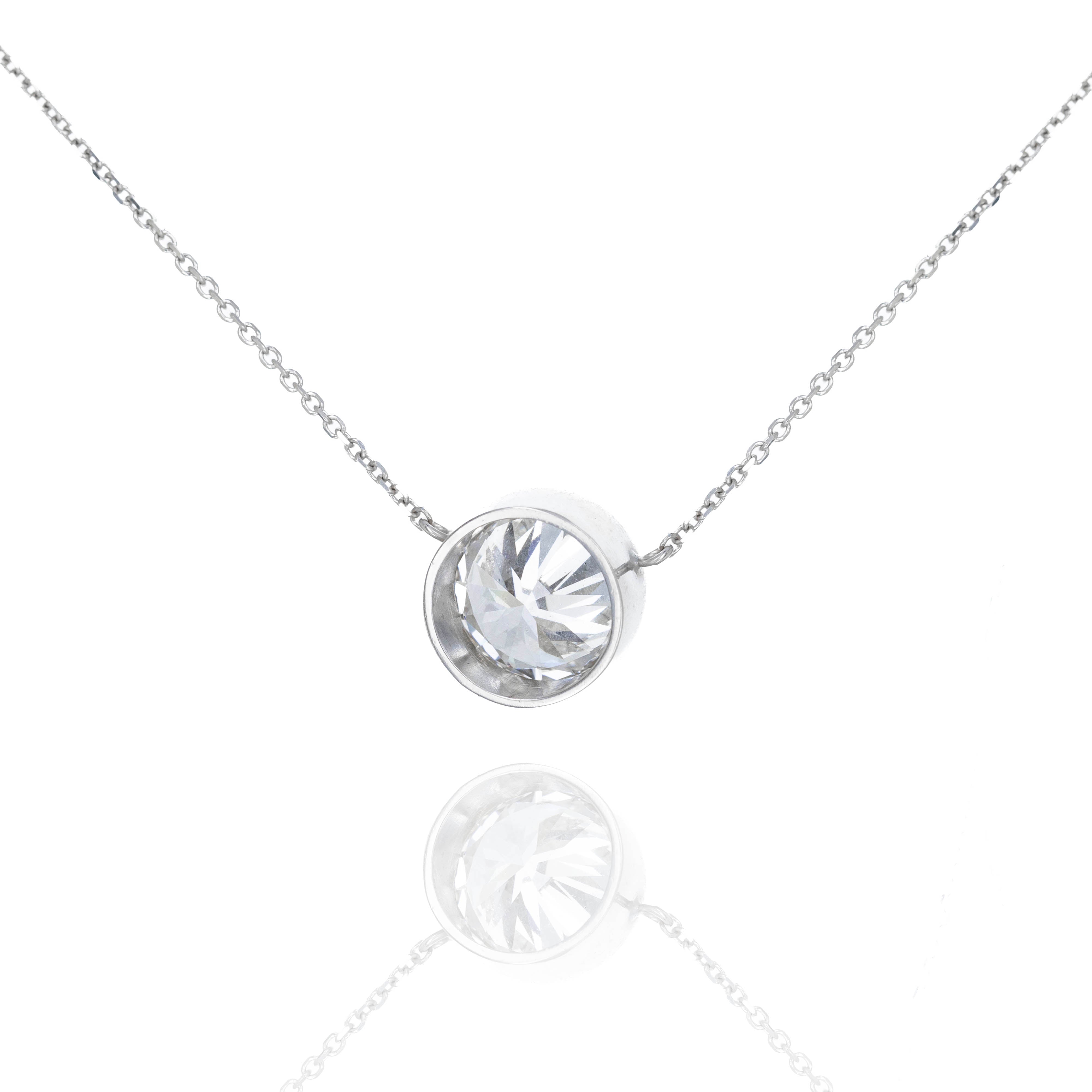 Lab Grown 3.69 Carat Round Diamond Solitaire Bezel Pendant Necklace - Queen May