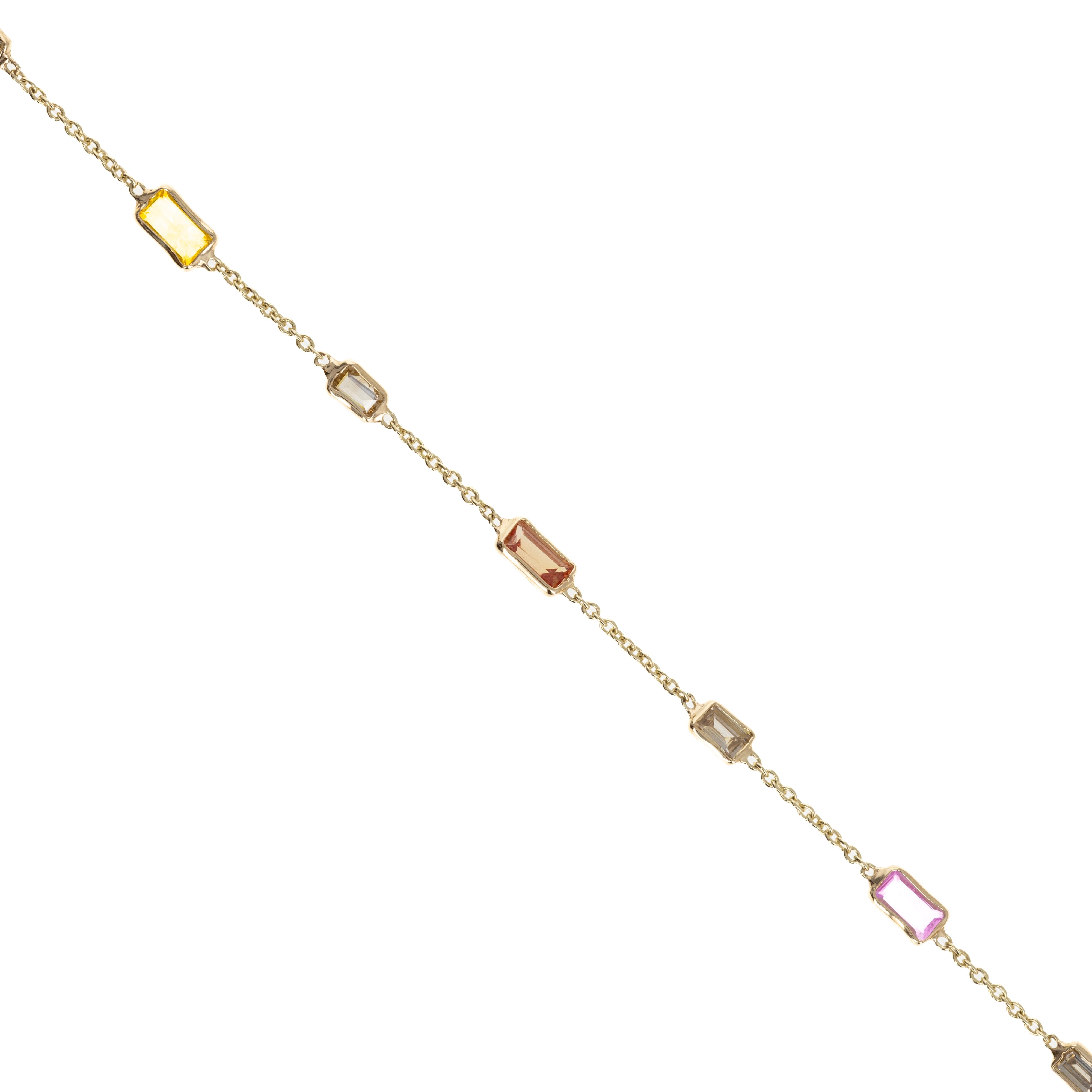 14K Yellow Gold 0.8 Carat Multicolor Sapphire Diamond Bezel Bracelet - Queen May
