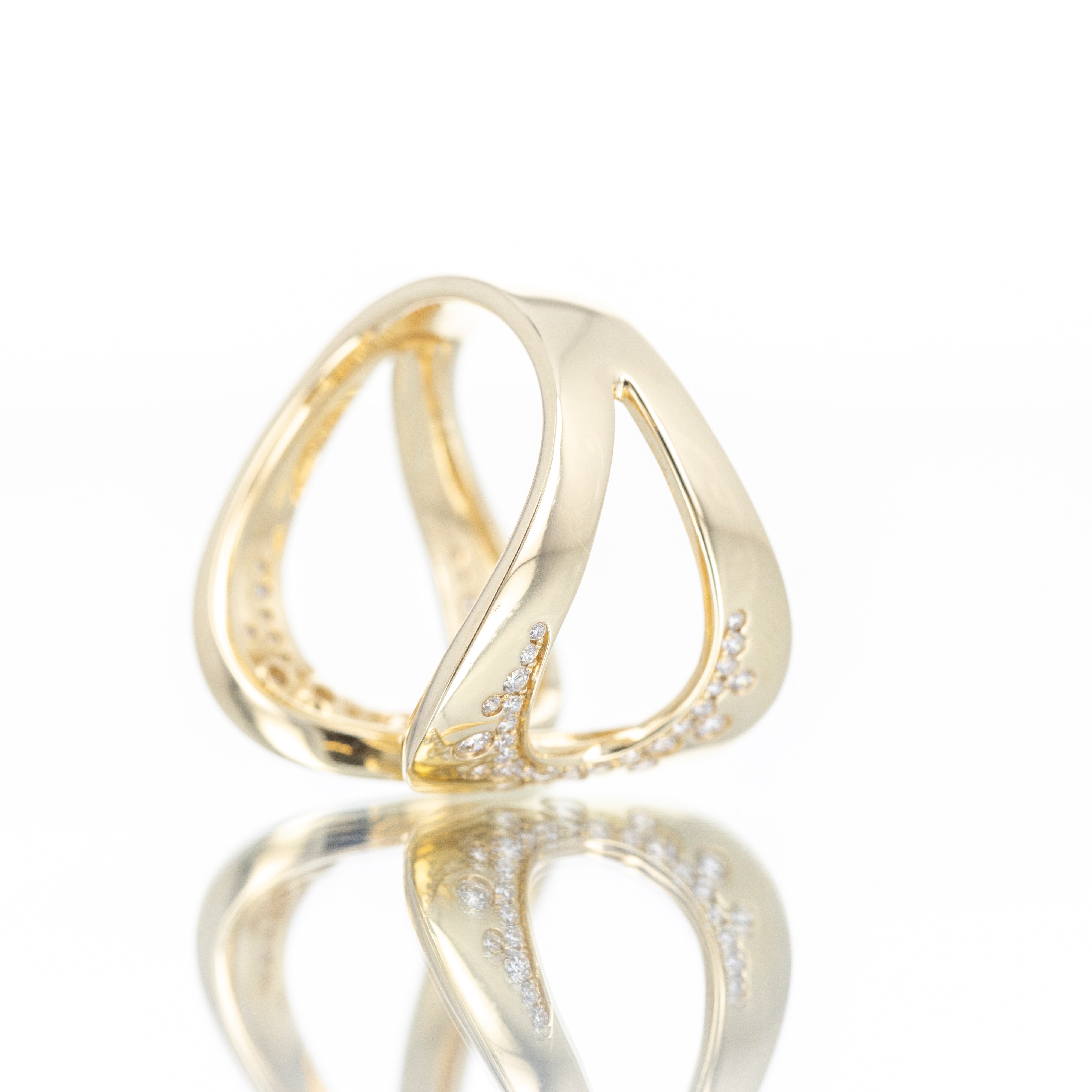 14K Yellow Gold 0.45 Carat Diamond Wide Teardrop Open Ring - Queen May