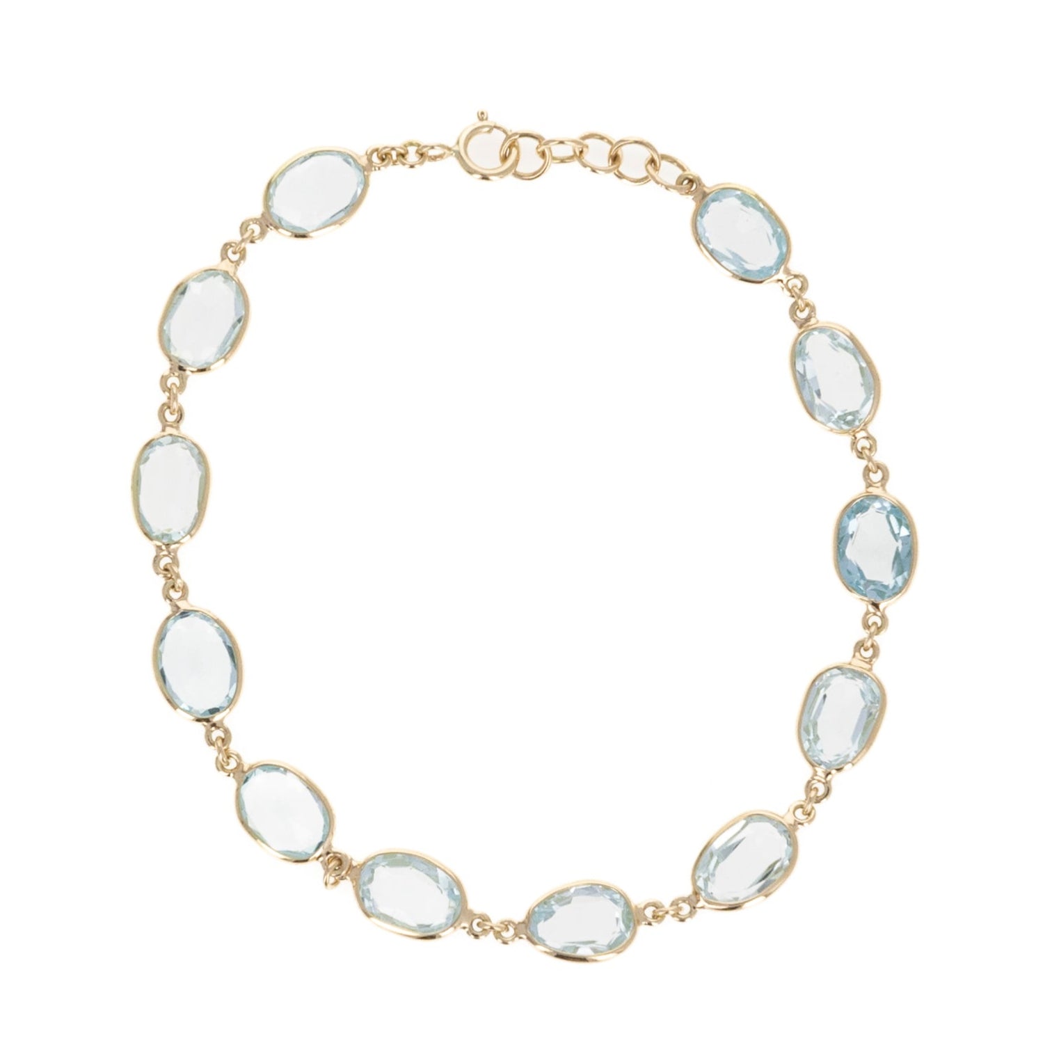 14K Yellow Gold 12.60 Carat Sky Blue Topaz Bezel Bracelet - Queen May