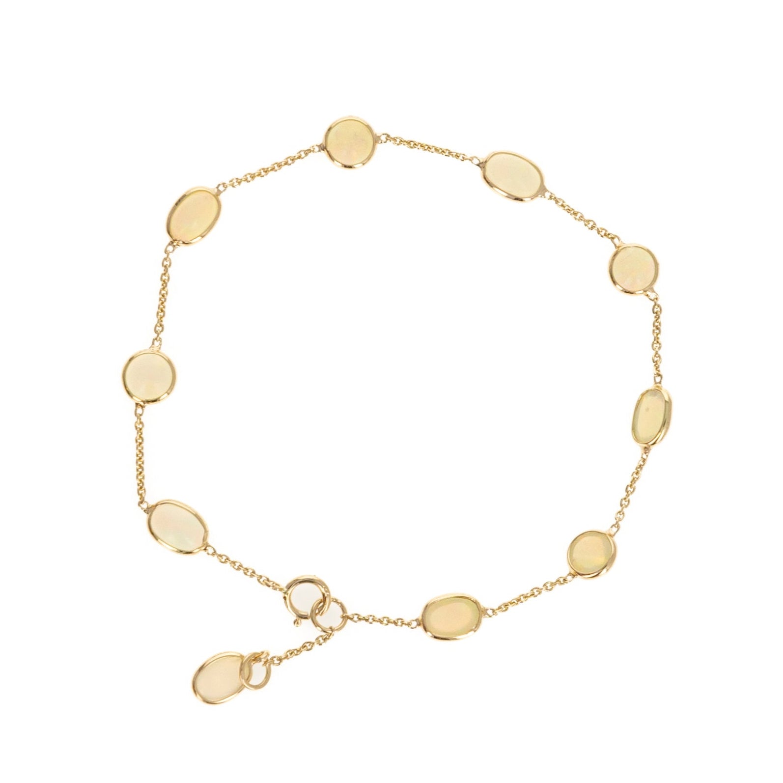 14K Yellow Gold 2.98 Opal Bezel Station Bracelet - Queen May