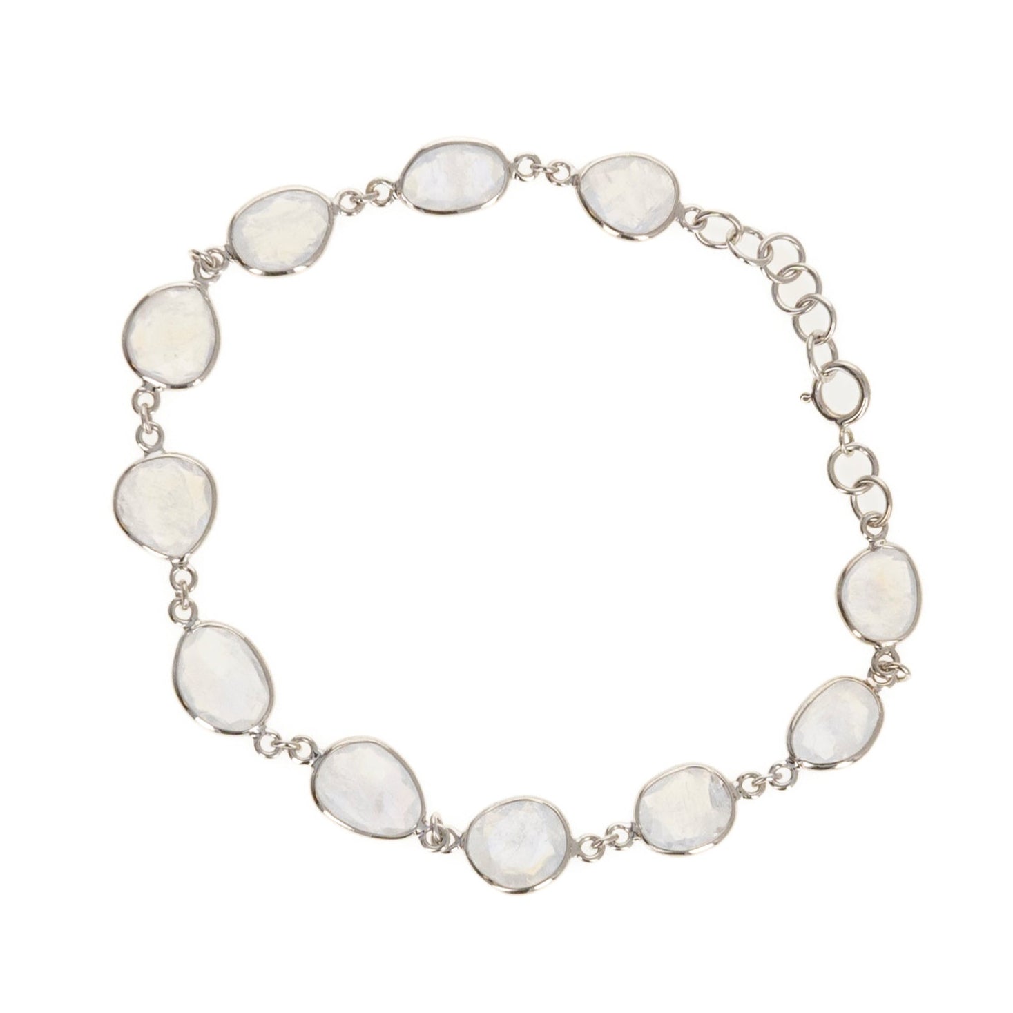 14K White Gold 10.24 Carat Moonstone Bezel Bracelet - Queen May