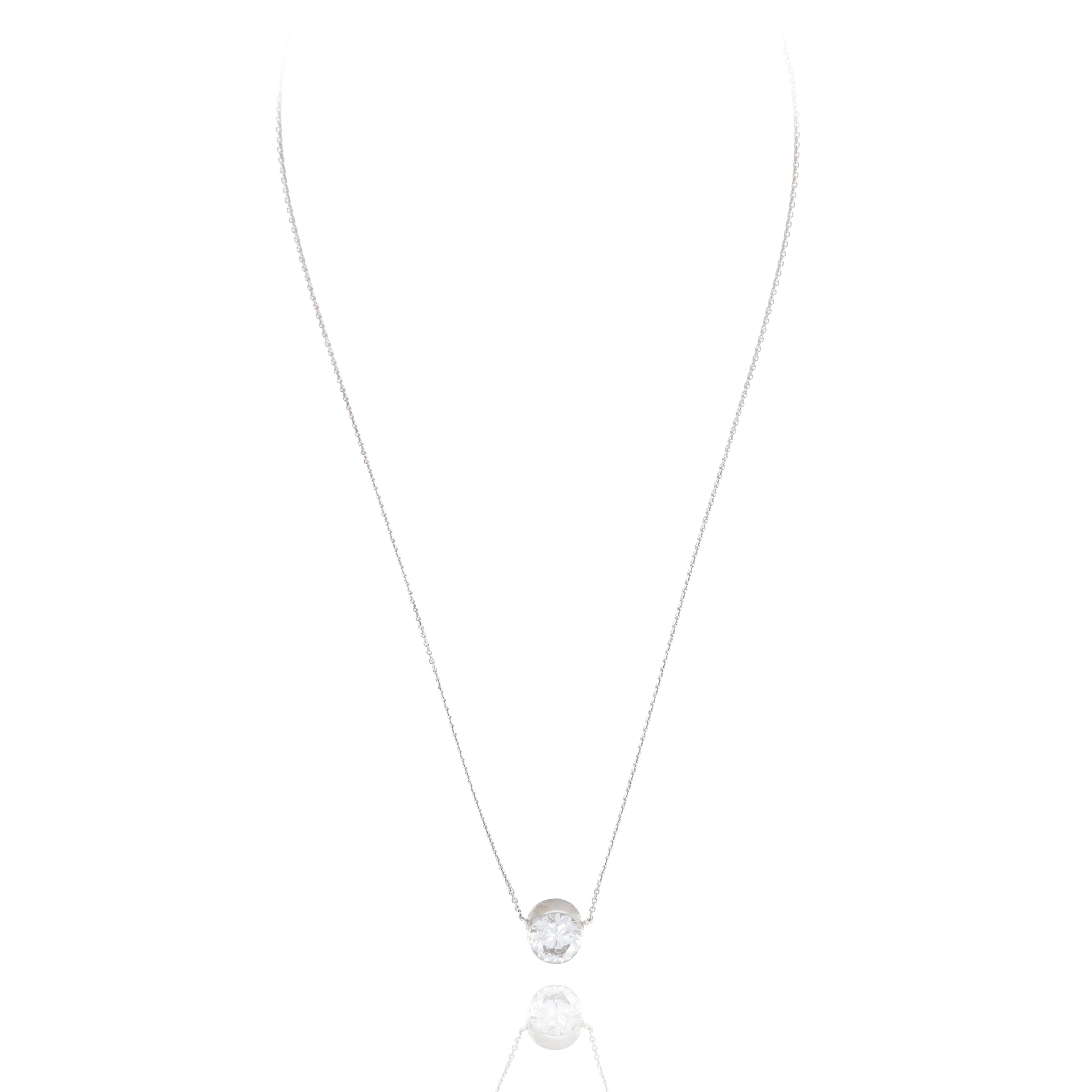 Lab Grown 3.69 Carat Round Diamond Solitaire Bezel Pendant Necklace - Queen May