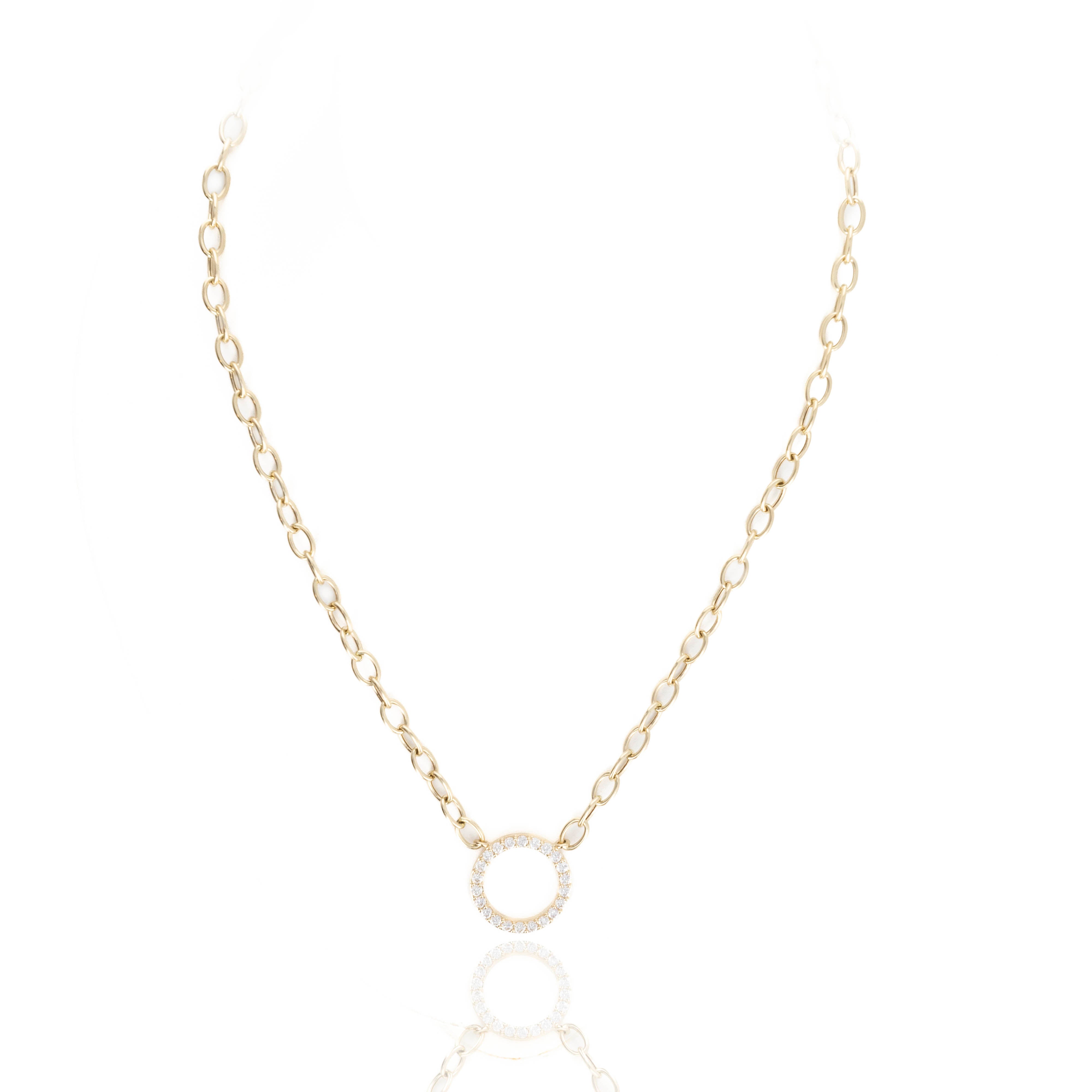 14K Yellow Gold 1 Carat Diamond Circle Pendant Necklace - Queen May