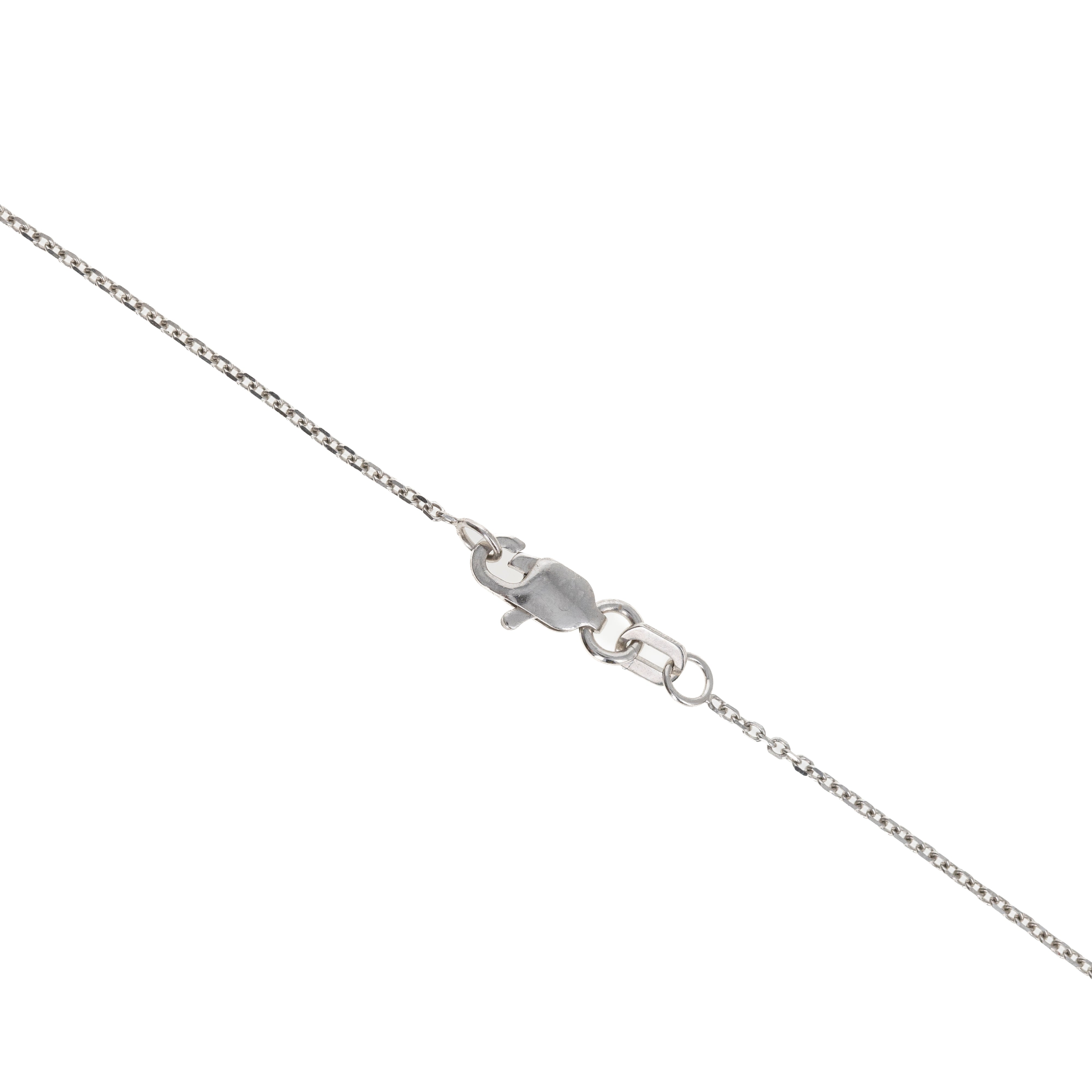 14K White Gold 0.30 Carat Sapphire Diamond Cross Pendant Necklace - Queen May