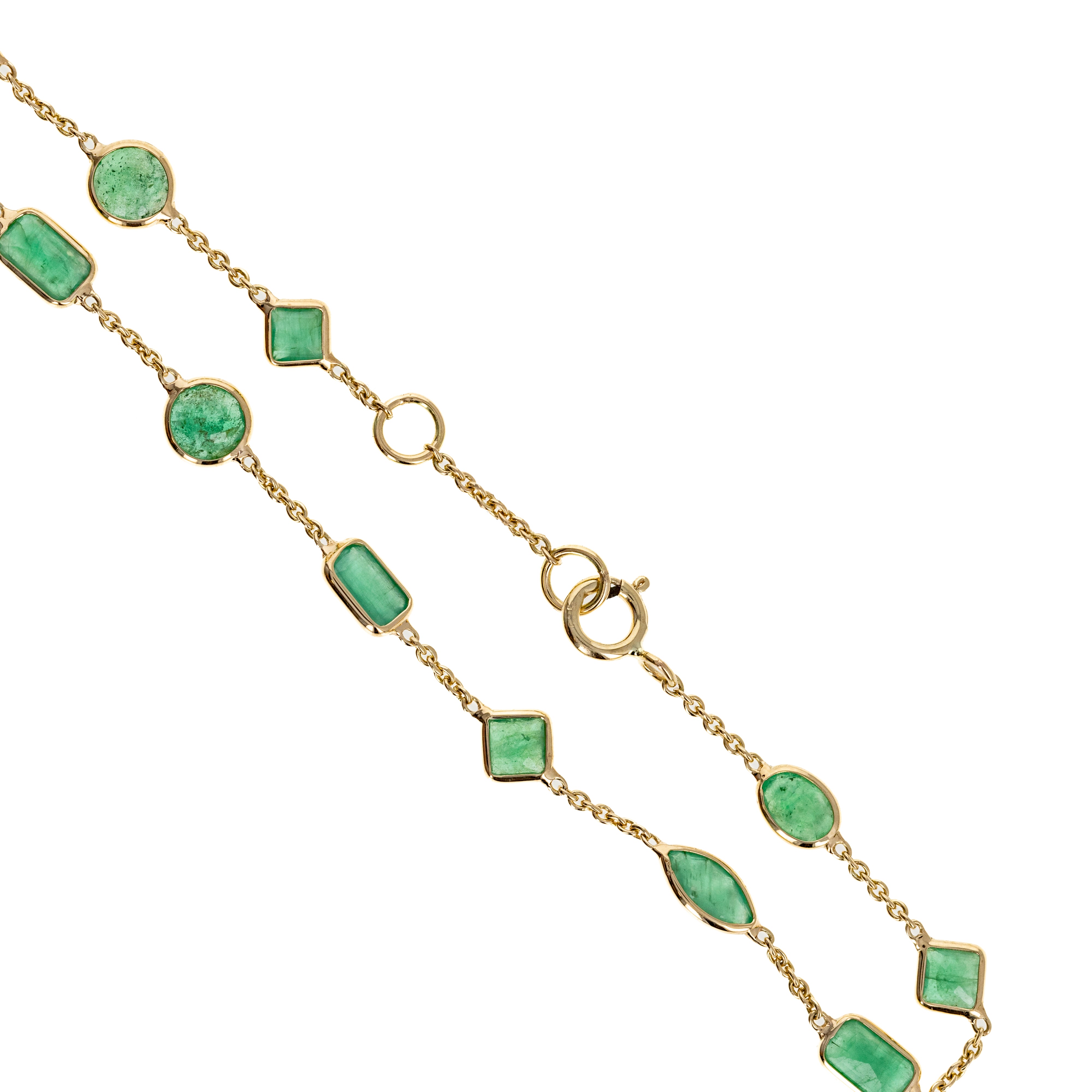 14K Yellow Gold 2.56 Carat Emerald Bezel Bracelet - Queen May