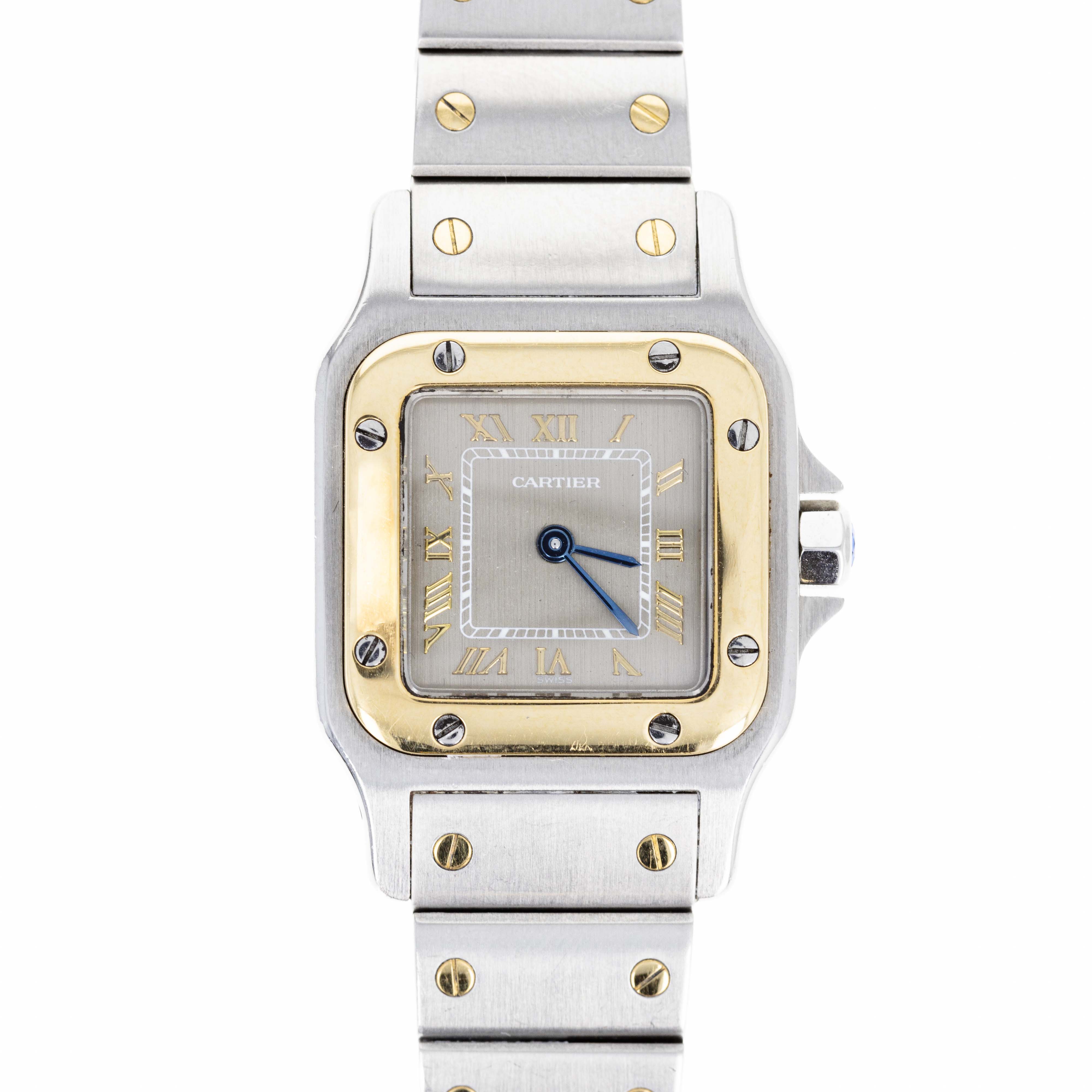 Cartier Santos Galbee Two Tone Model 1057930 24MM Grey Tropical Roman Dial - Queen May