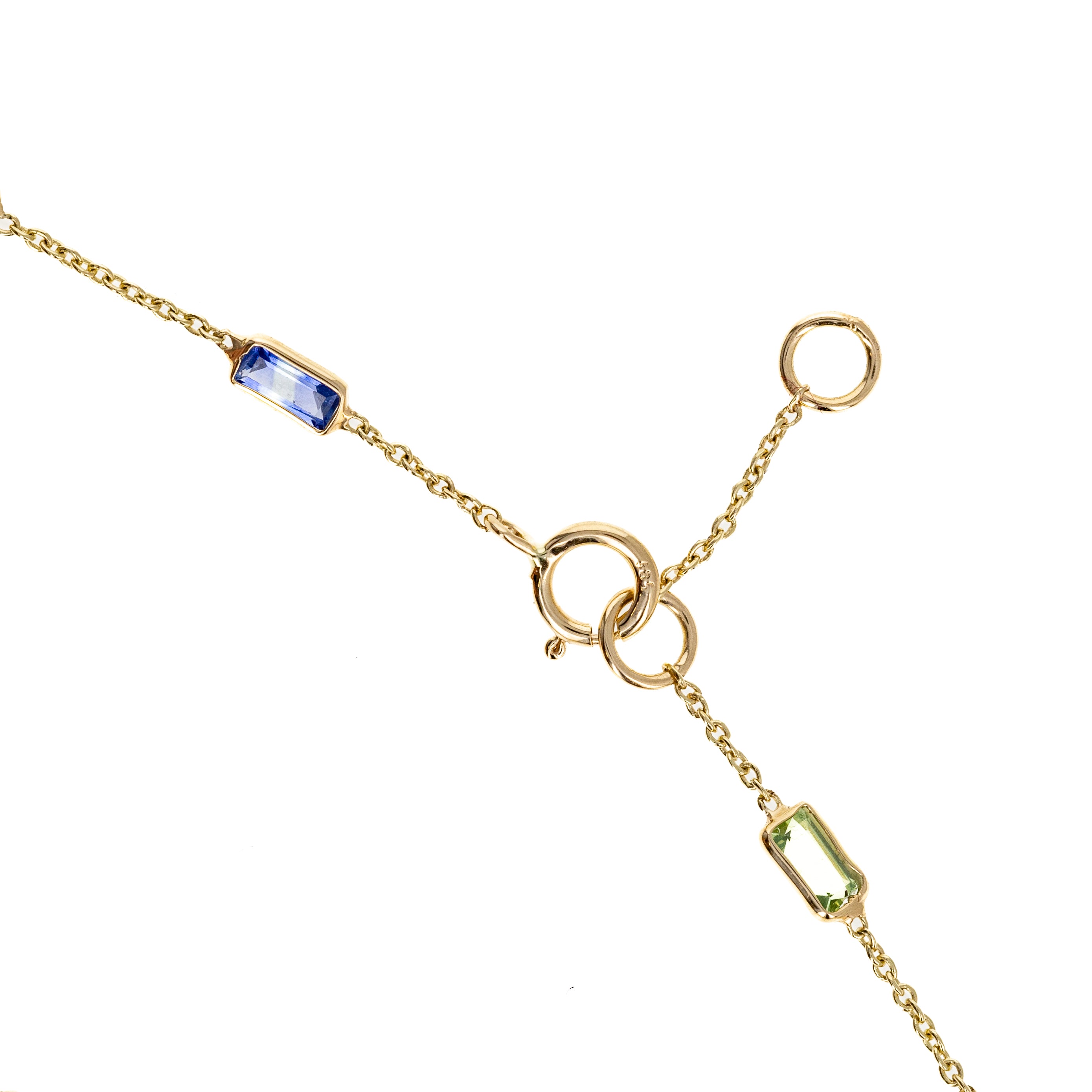 14K Yellow Gold 0.8 Carat Multicolor Sapphire Diamond Bezel Bracelet - Queen May