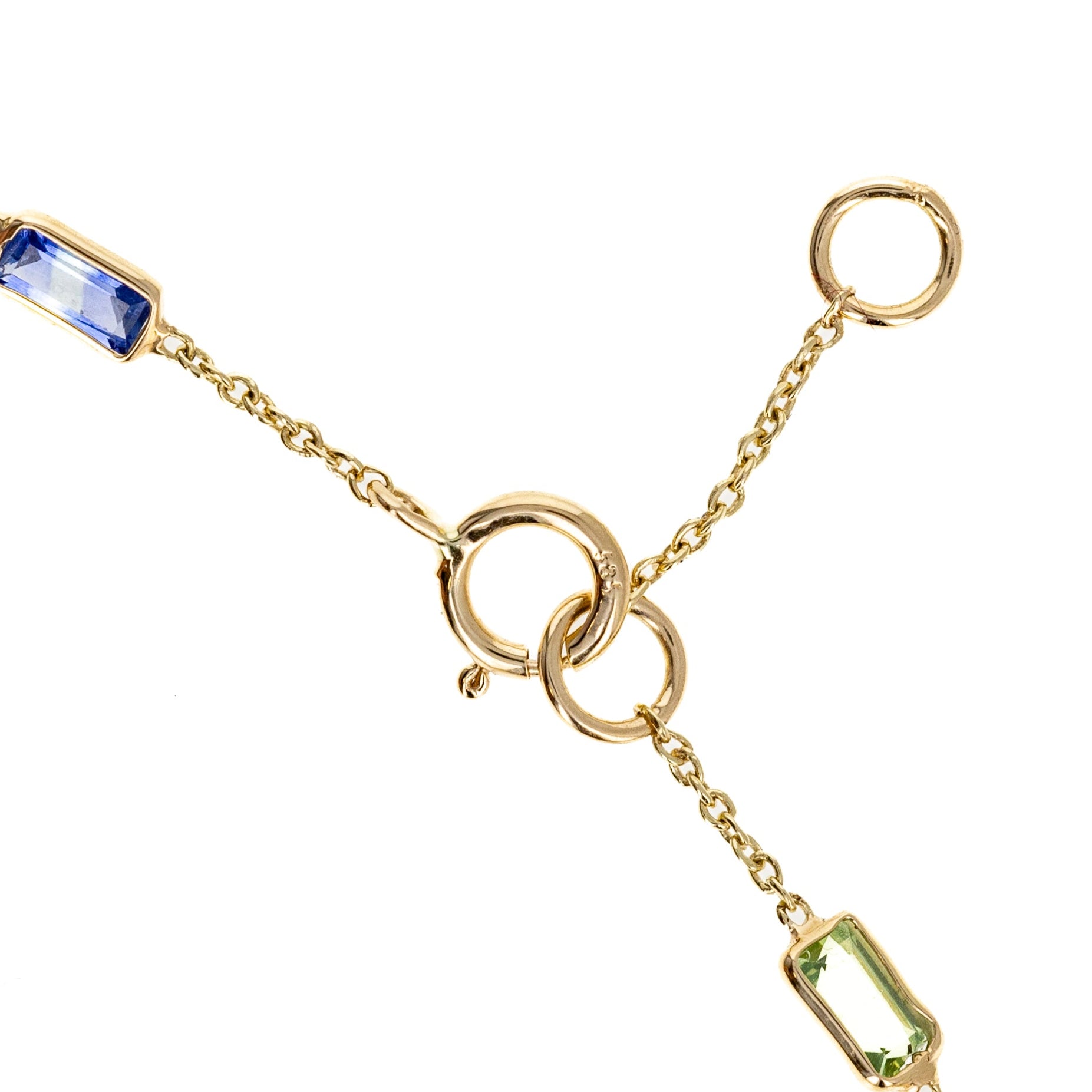 14K Yellow Gold 0.8 Carat Multicolor Sapphire Diamond Bezel Bracelet - Queen May