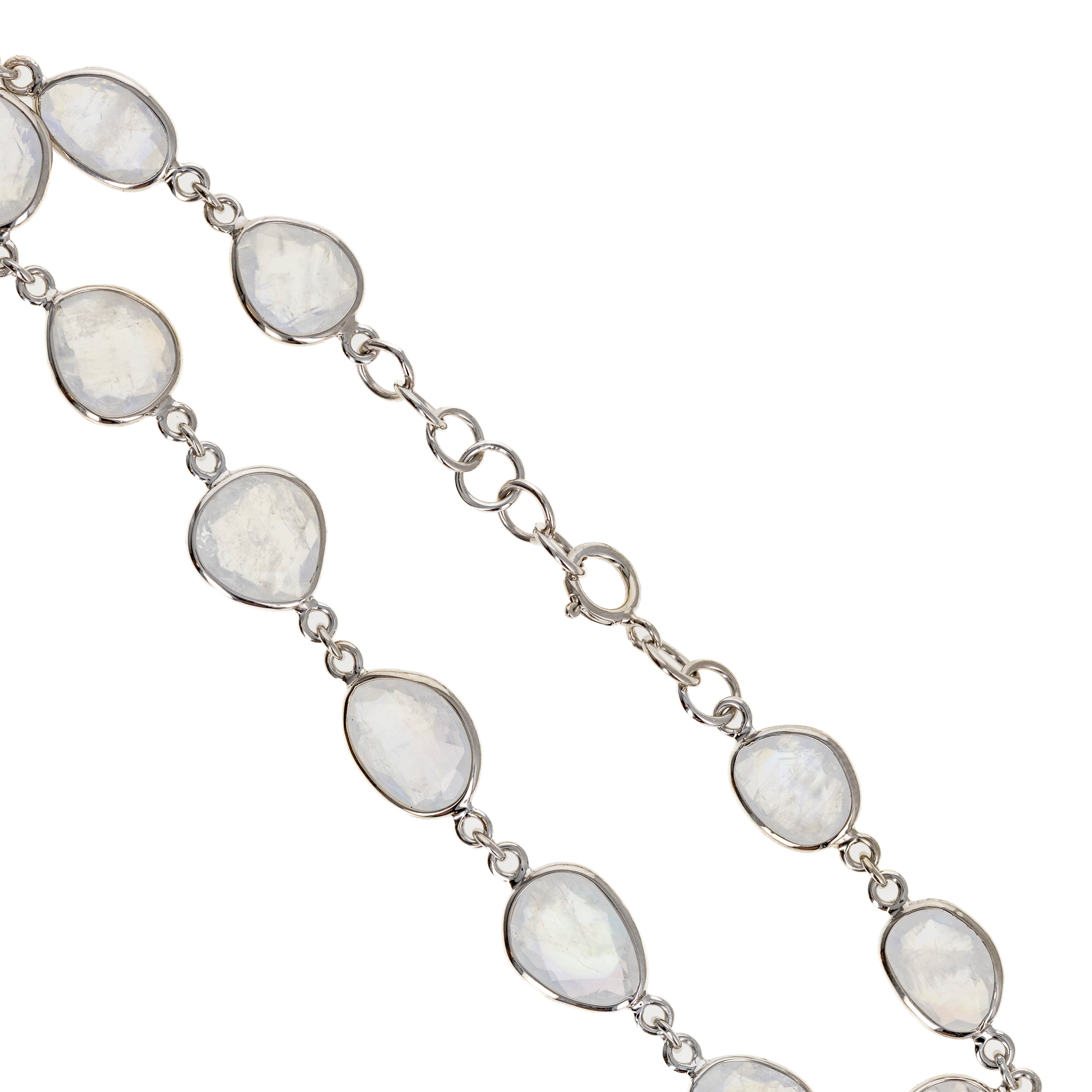 14K White Gold 10.24 Carat Moonstone Bezel Bracelet - Queen May