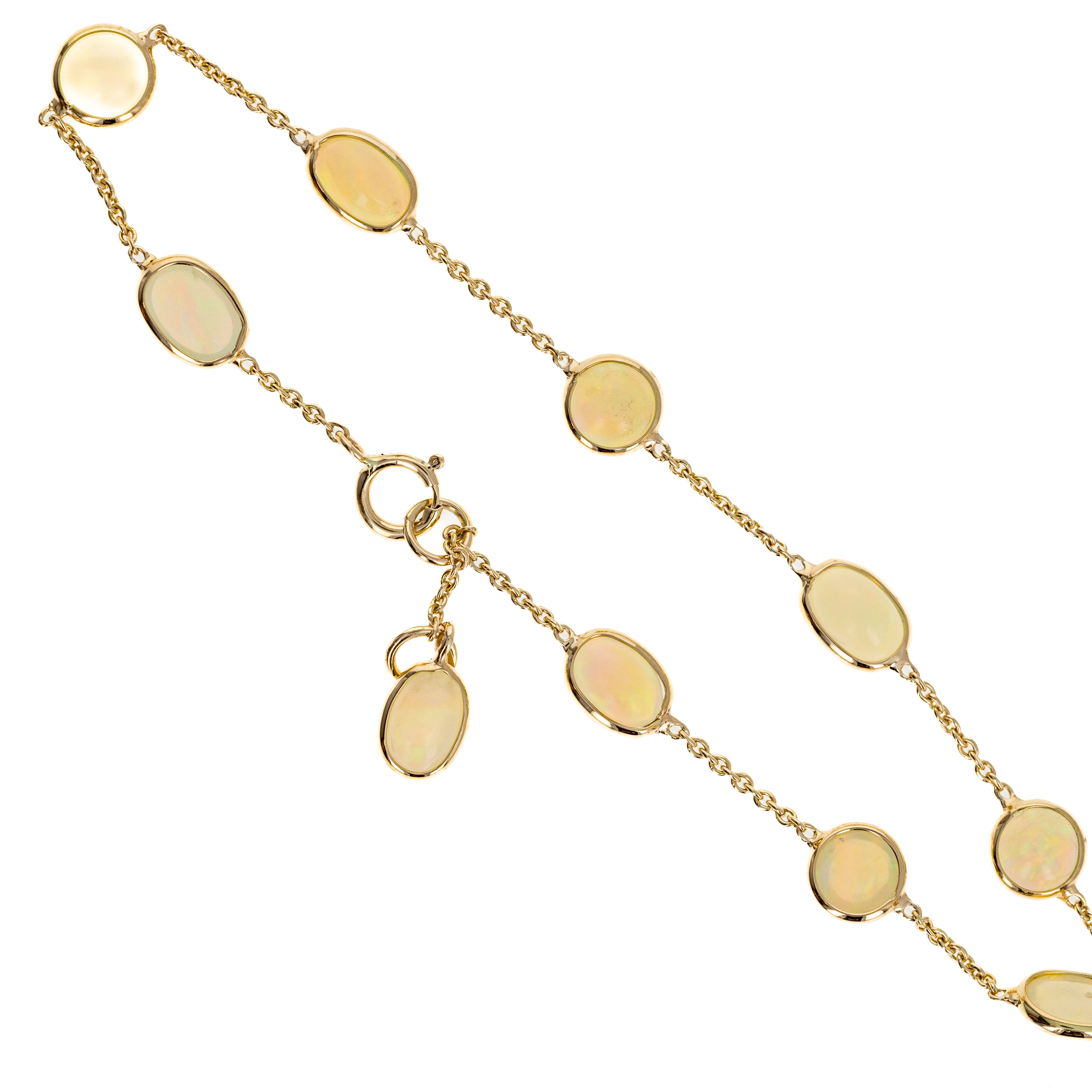 14K Yellow Gold 2.98 Opal Bezel Station Bracelet - Queen May