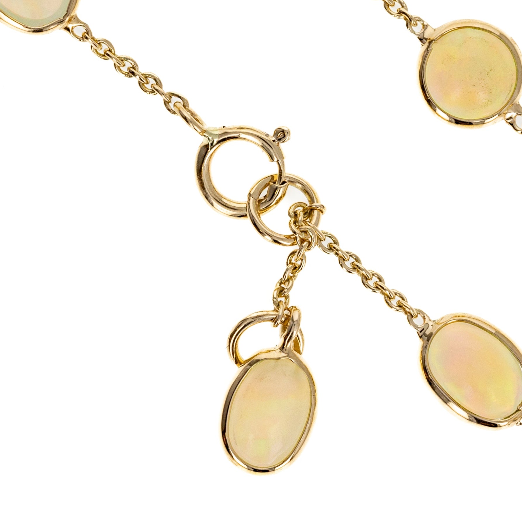 14K Yellow Gold 2.98 Opal Bezel Station Bracelet - Queen May