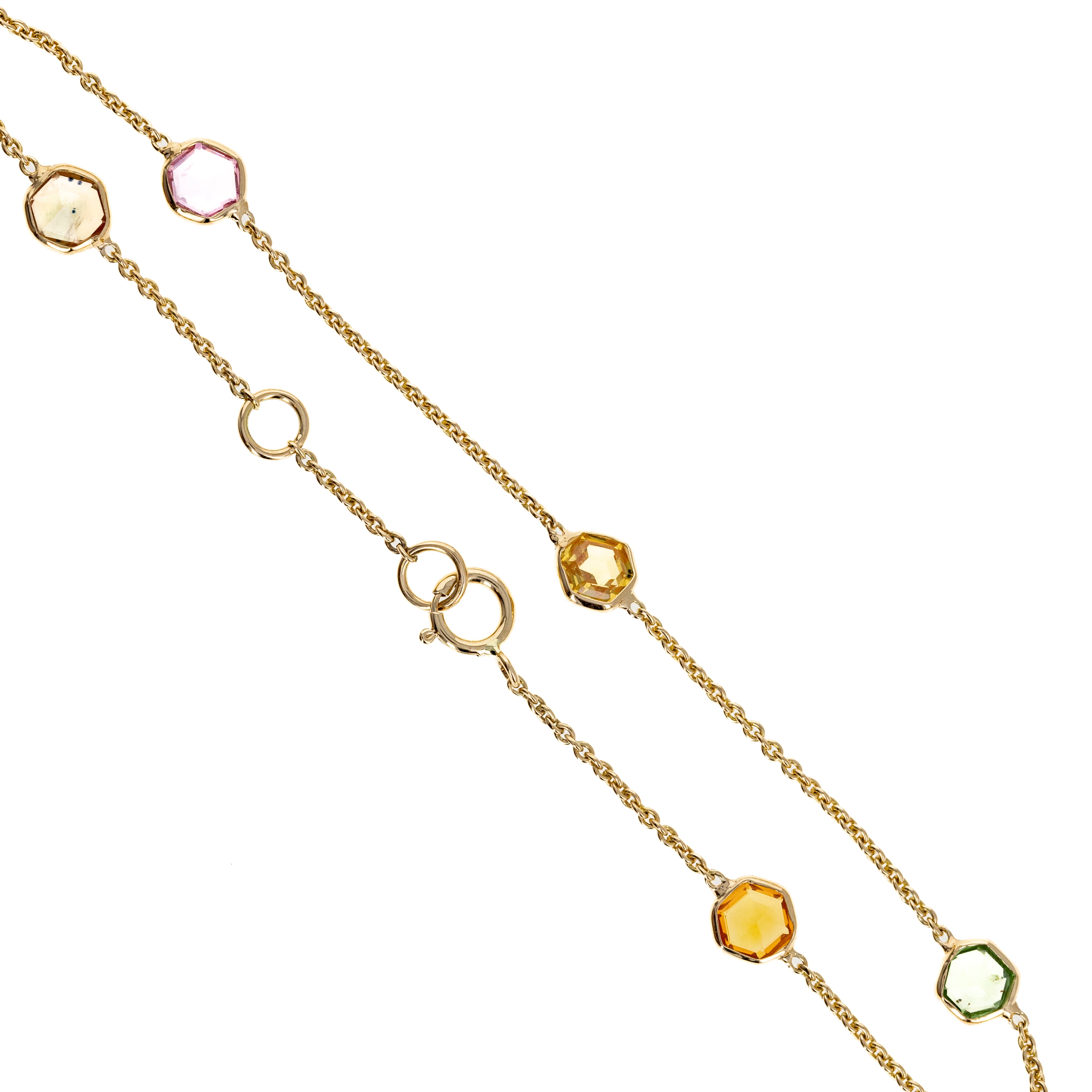 14K Yellow Gold 1.67 Carat Multicolor Sapphire Bezel Bracelet - Queen May