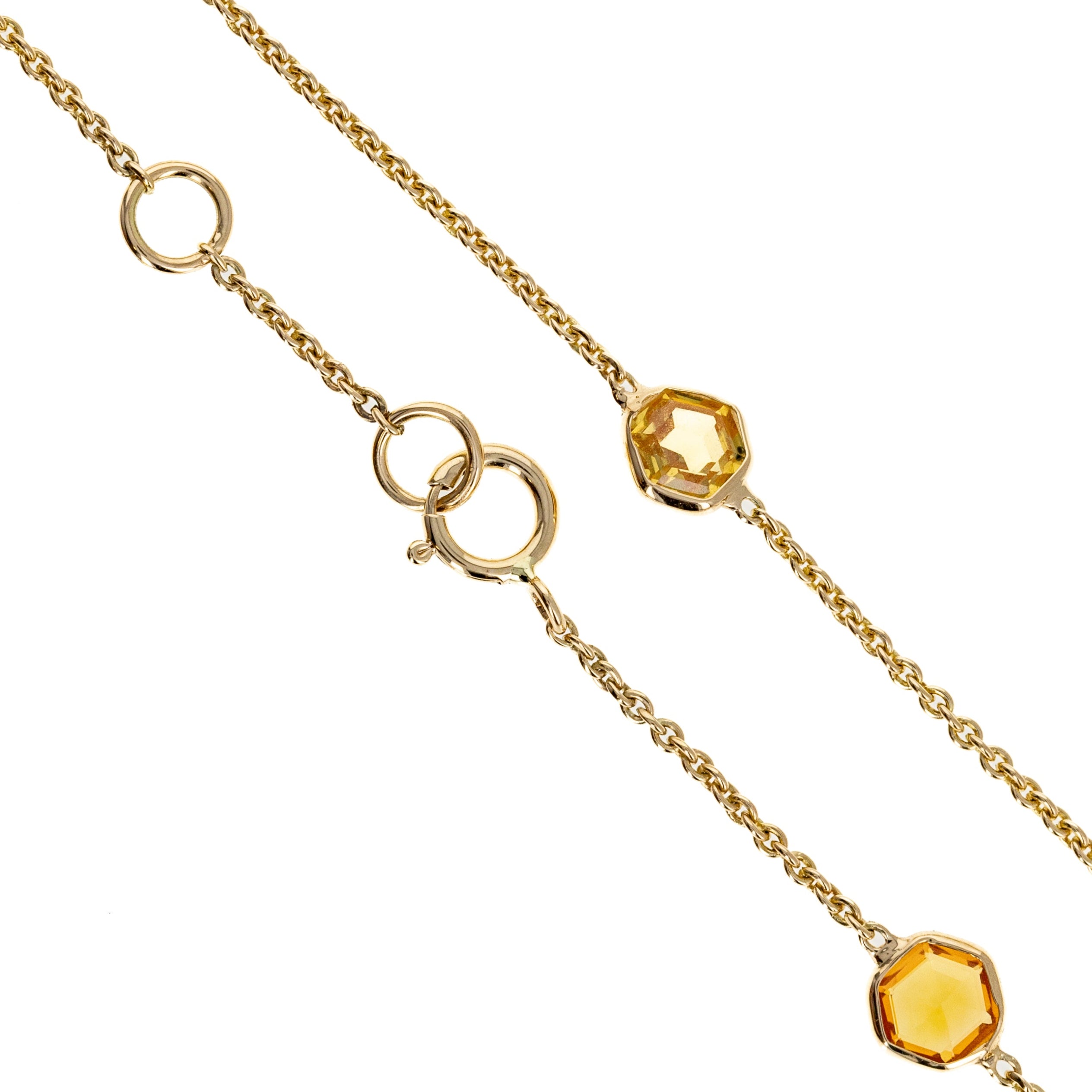14K Yellow Gold 1.67 Carat Multicolor Sapphire Bezel Bracelet - Queen May