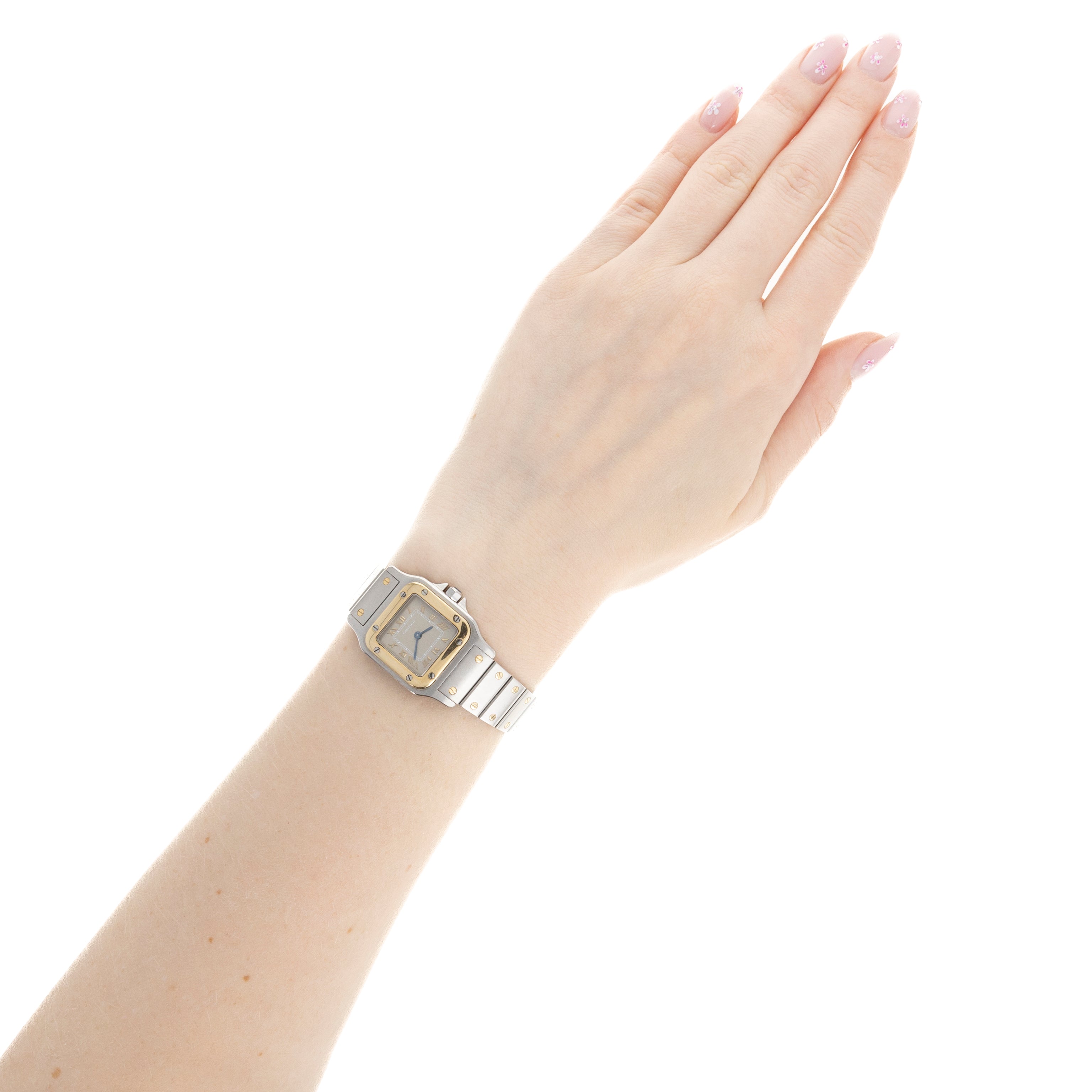 Cartier Santos Galbee Two Tone Model 1057930 24MM Grey Tropical Roman Dial - Queen May