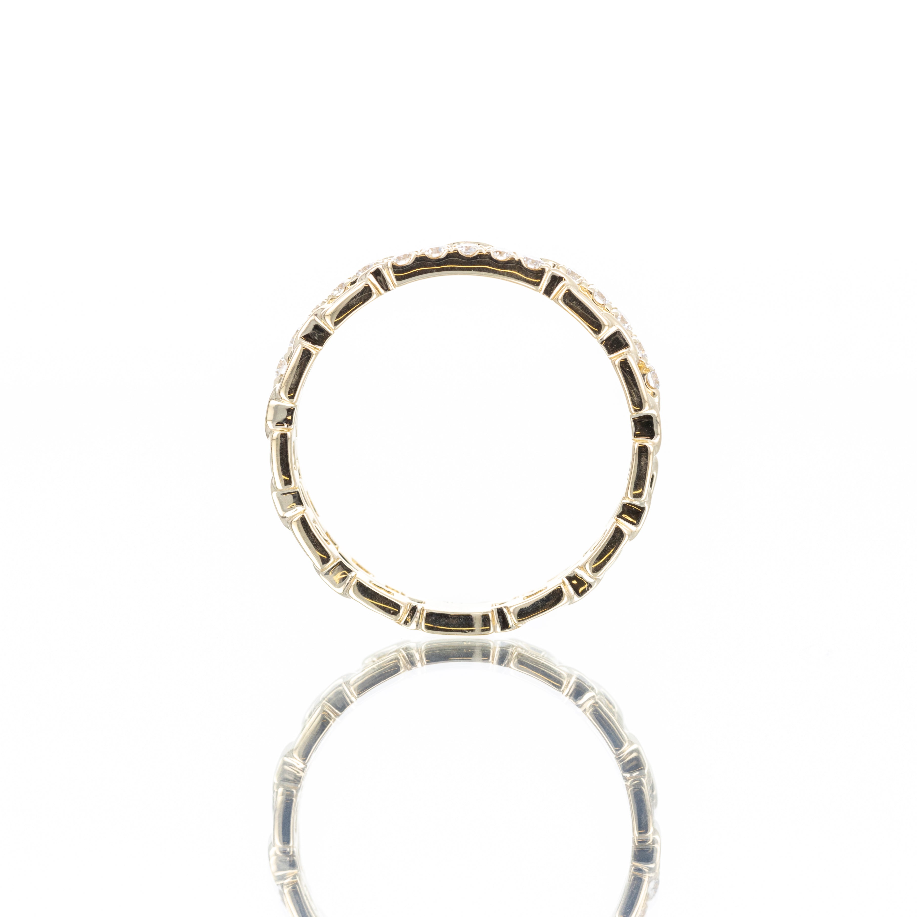 14K Yellow Gold 0.20 Carat Diamond Pave Chain Link Double Band - Queen May