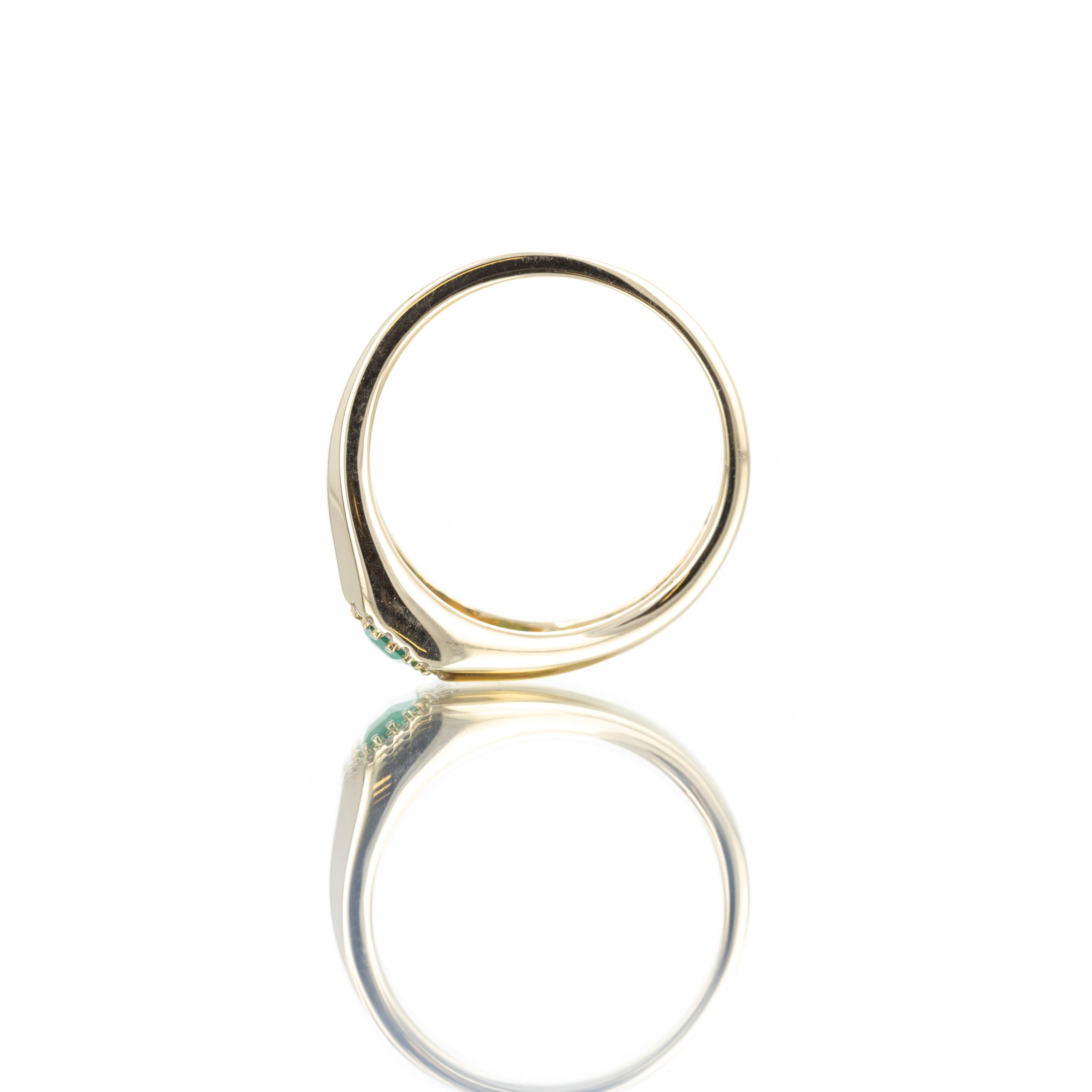 14K Yellow Gold 0.62 Carat Emerald Diamond Halo Ring - Queen May