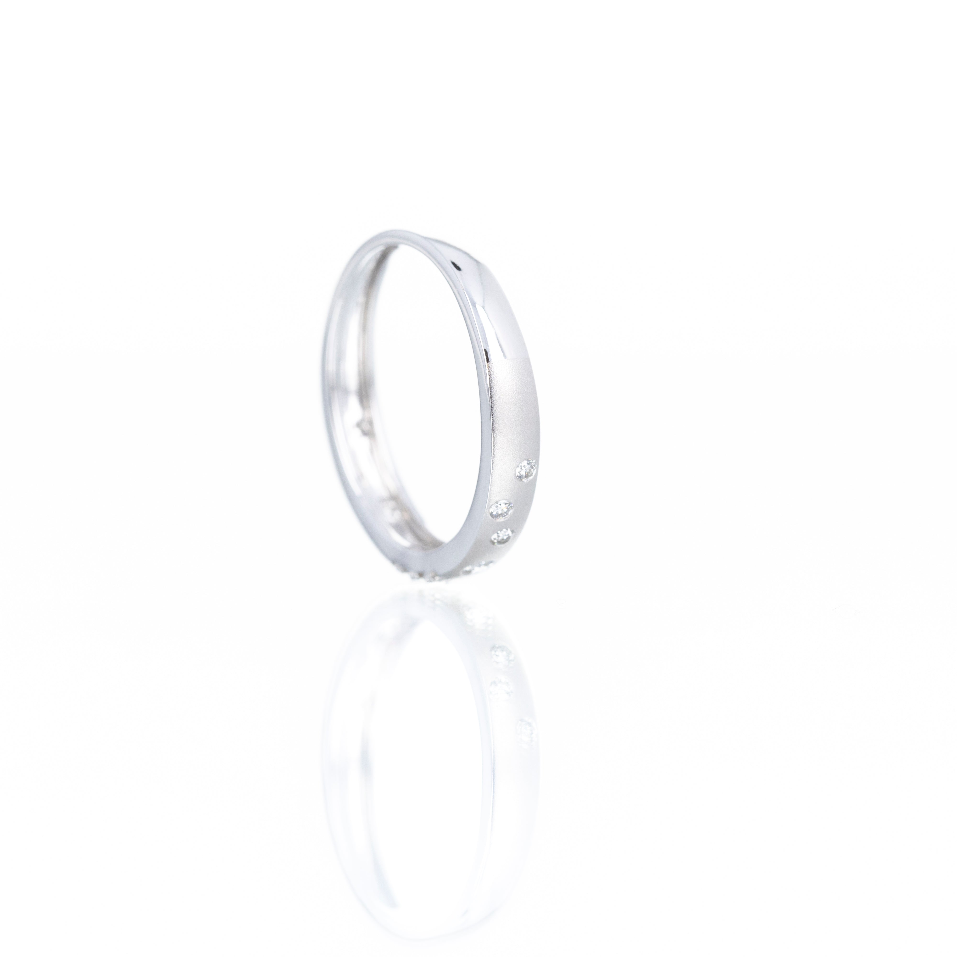 14K Gold 0.21 Carat Diamond Brushed Finish Band - Queen May