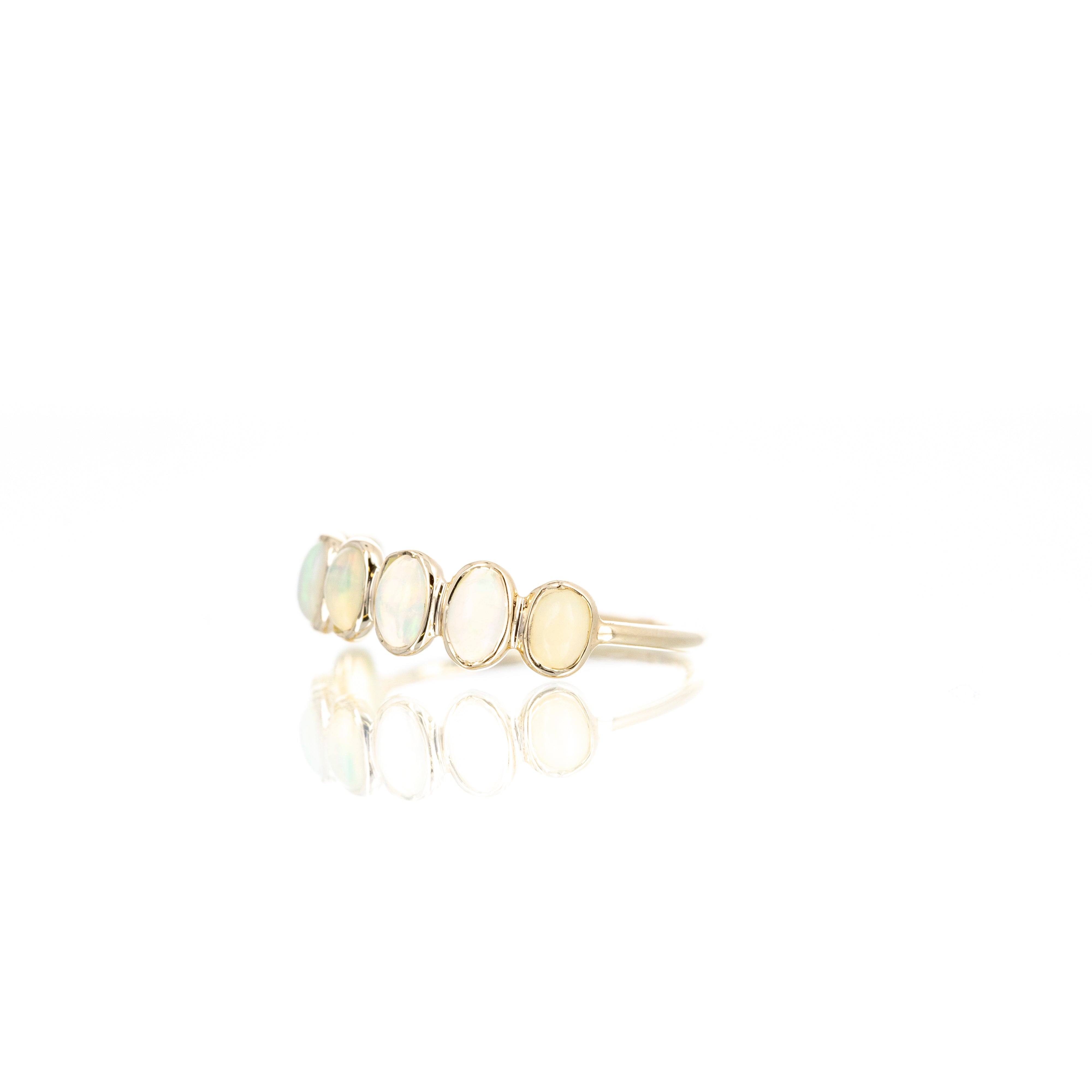 14K Yellow Gold 0.97 Carat Opal Bezel Ring - Queen May