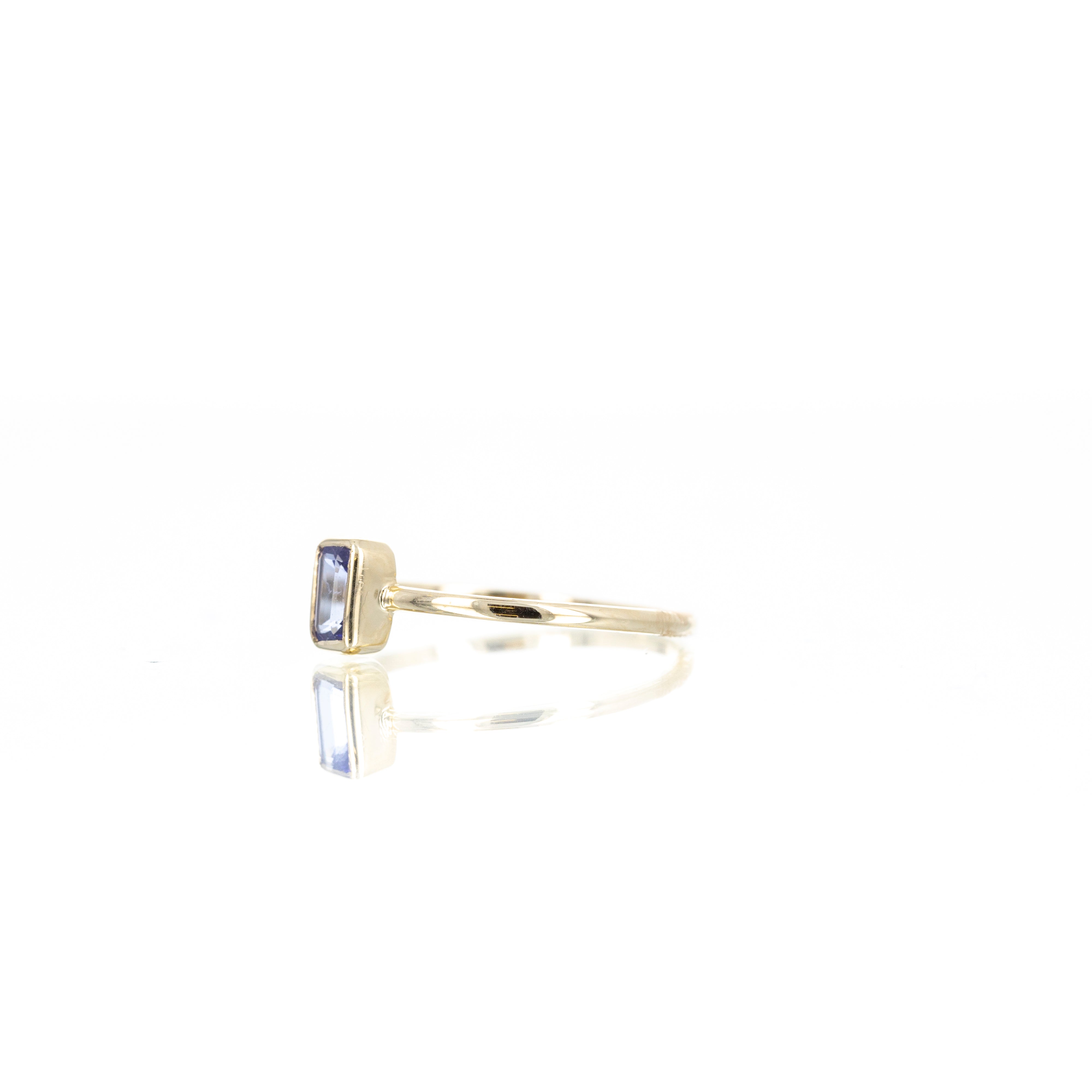 14K Yellow Gold 0.28 Carat Tanzanite Bezel Ring - Queen May