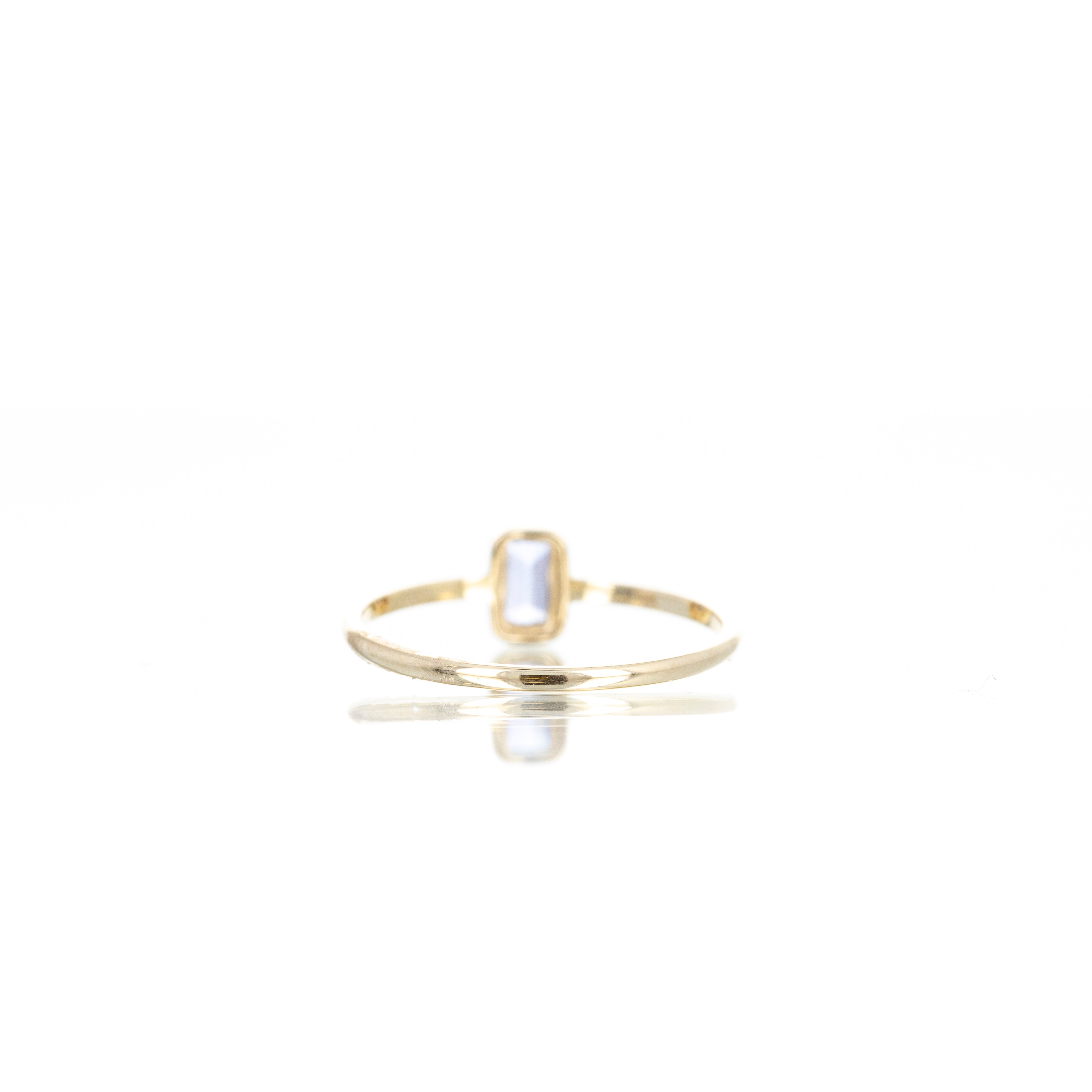14K Yellow Gold 0.28 Carat Tanzanite Bezel Ring - Queen May