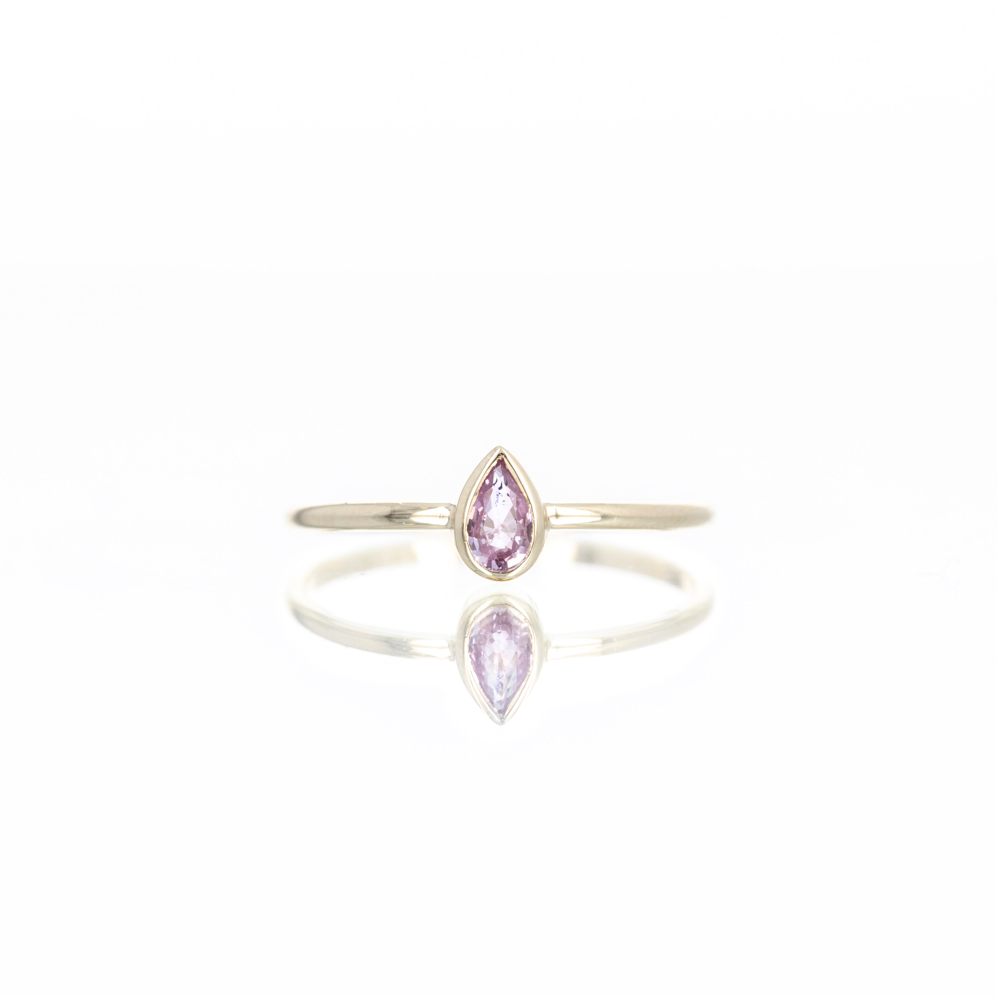 14K Yellow Gold 0.27 Carat Pink Sapphire Bezel Ring - Queen May