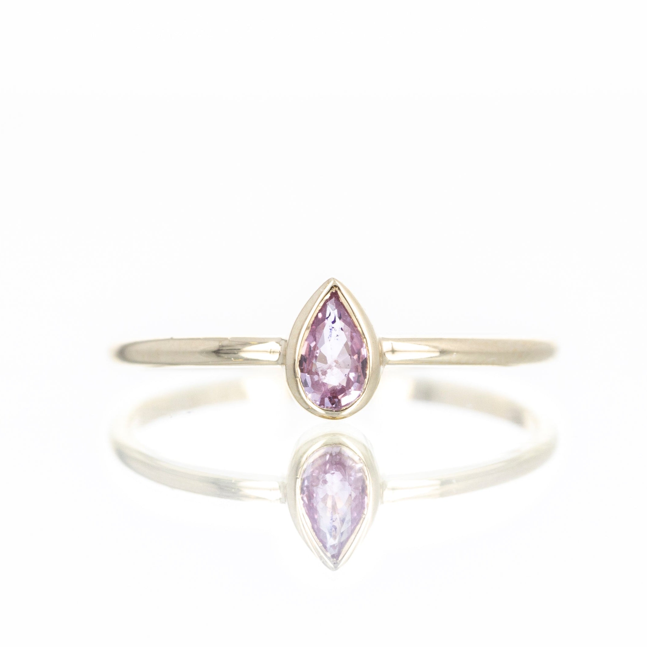 14K Yellow Gold 0.27 Carat Pink Sapphire Bezel Ring - Queen May