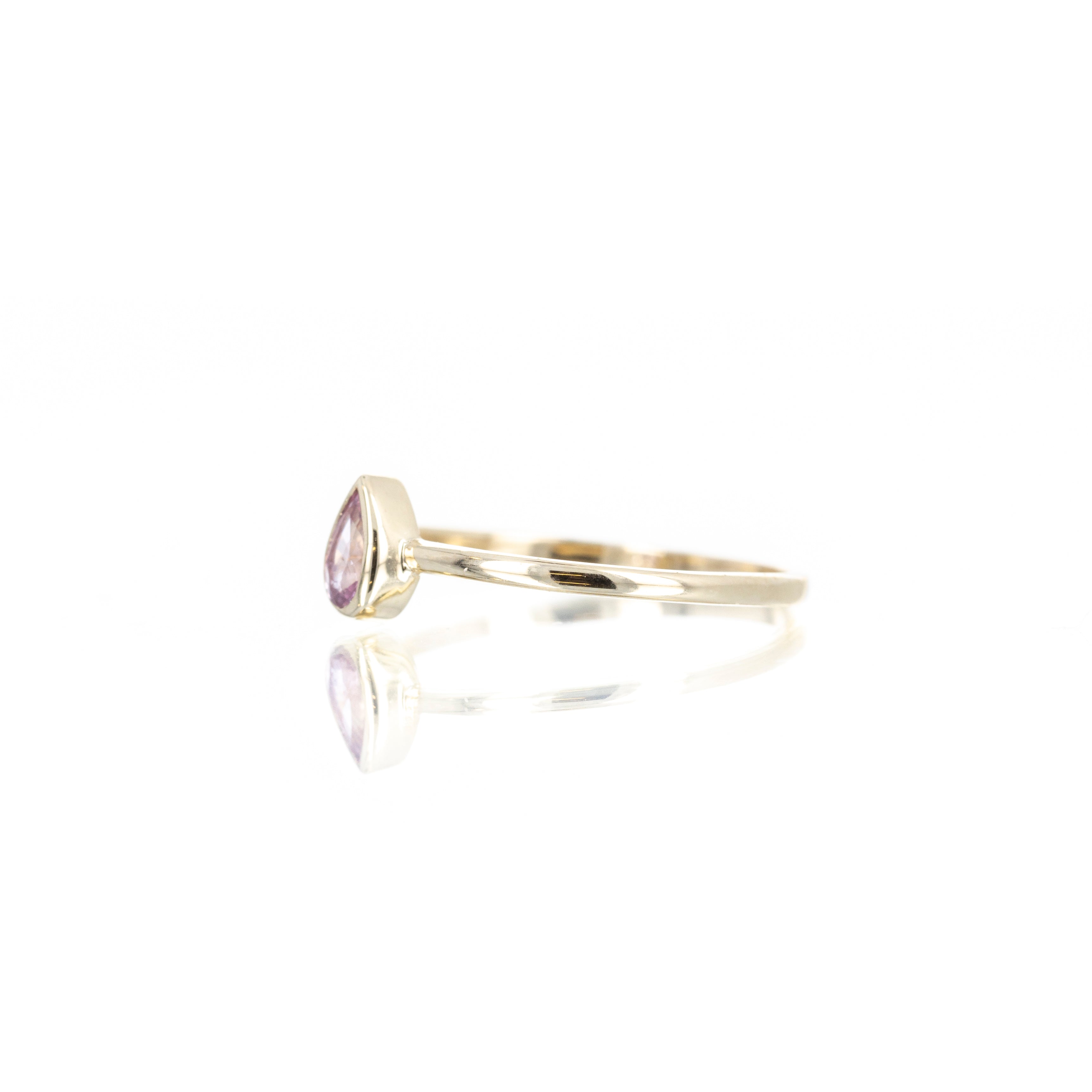 14K Yellow Gold 0.27 Carat Pink Sapphire Bezel Ring - Queen May
