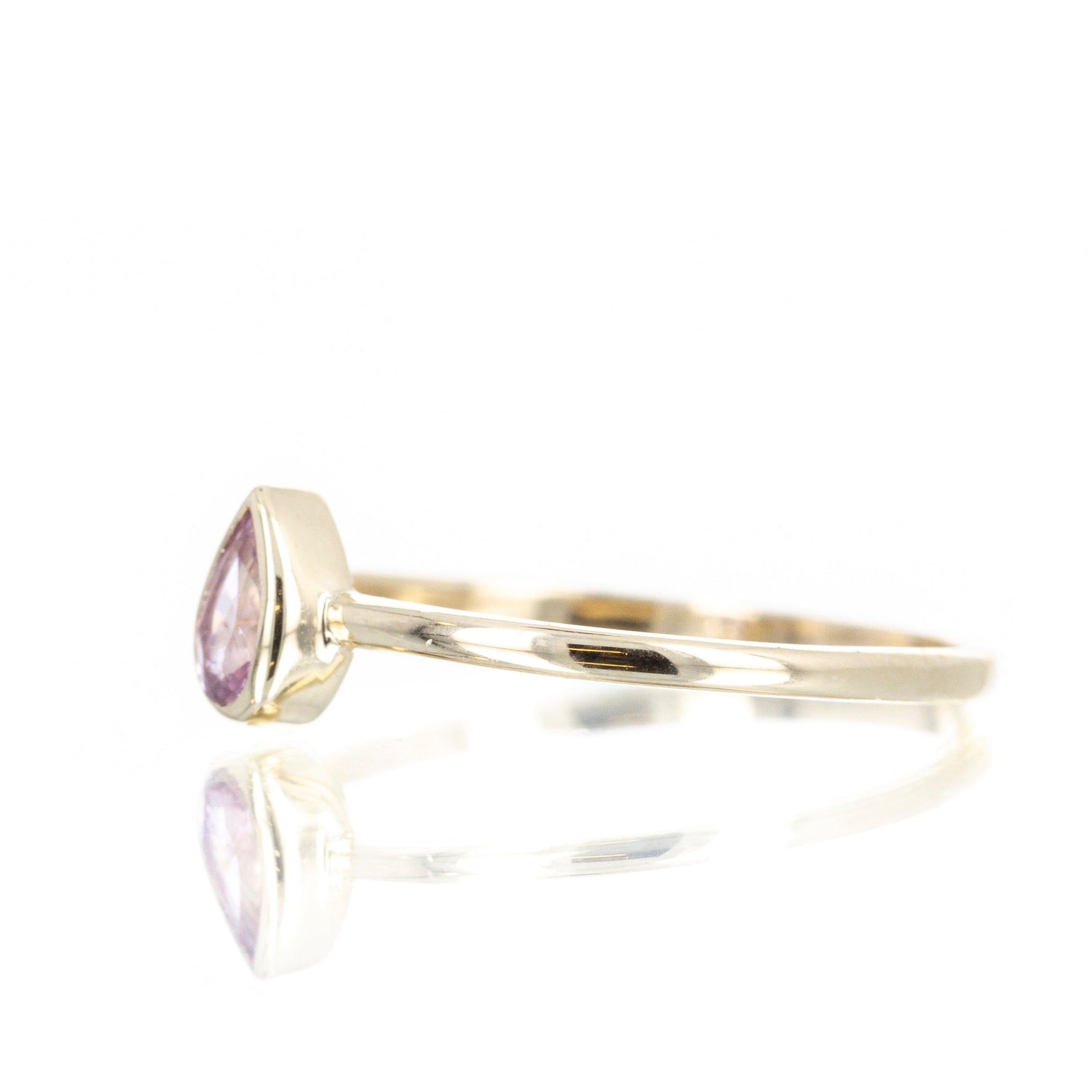14K Yellow Gold 0.27 Carat Pink Sapphire Bezel Ring - Queen May