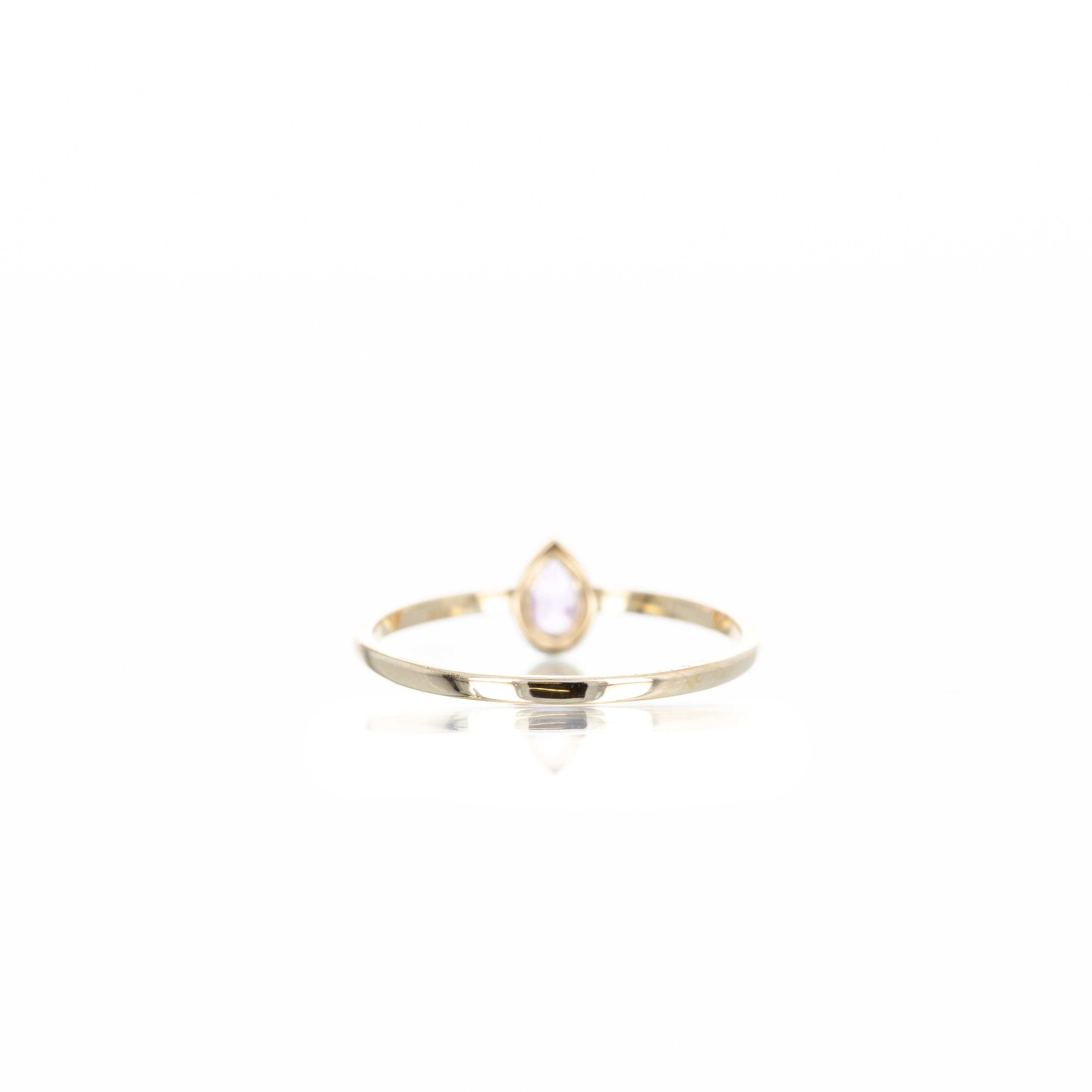 14K Yellow Gold 0.27 Carat Pink Sapphire Bezel Ring - Queen May