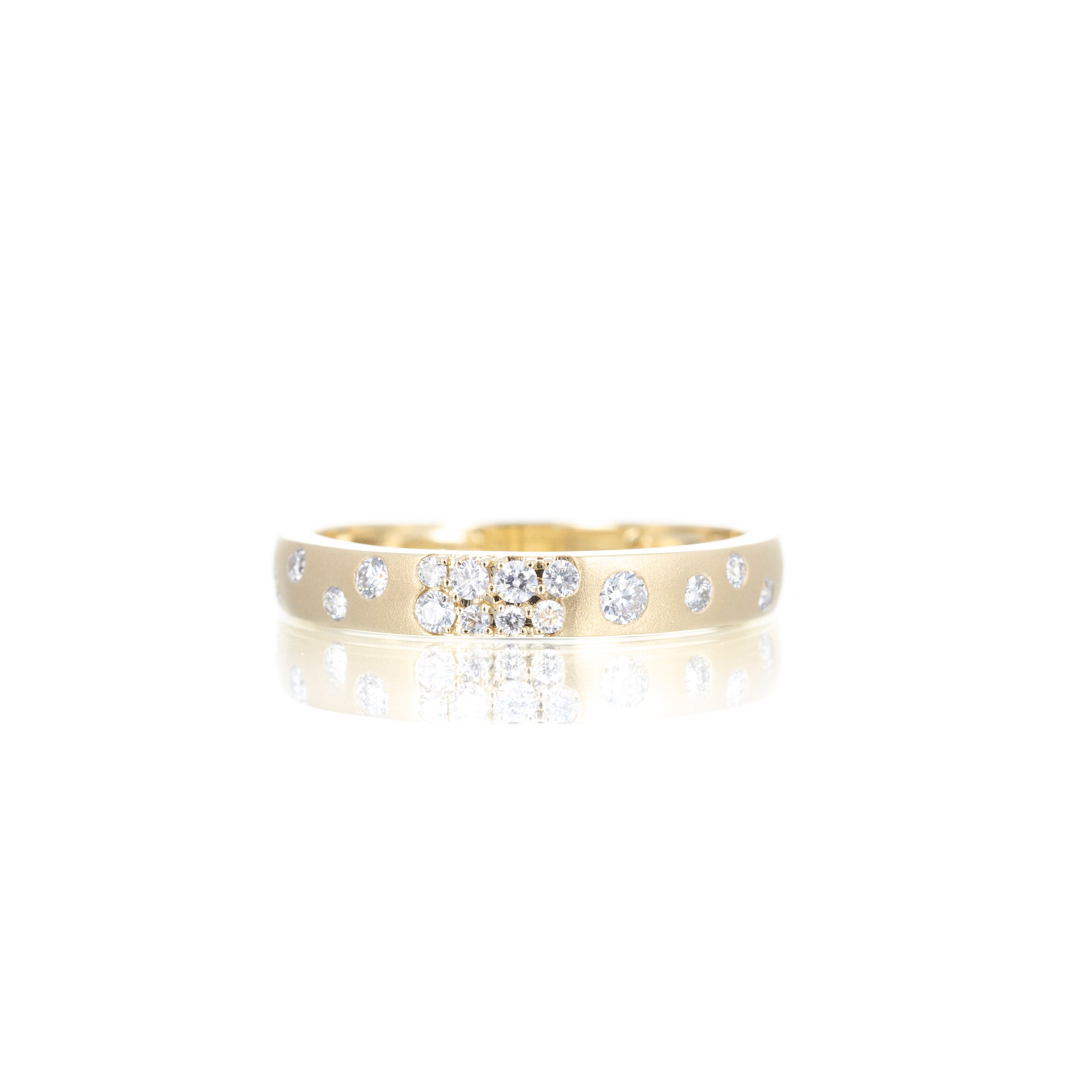 14K Gold 0.21 Carat Diamond Brushed Finish Band - Queen May