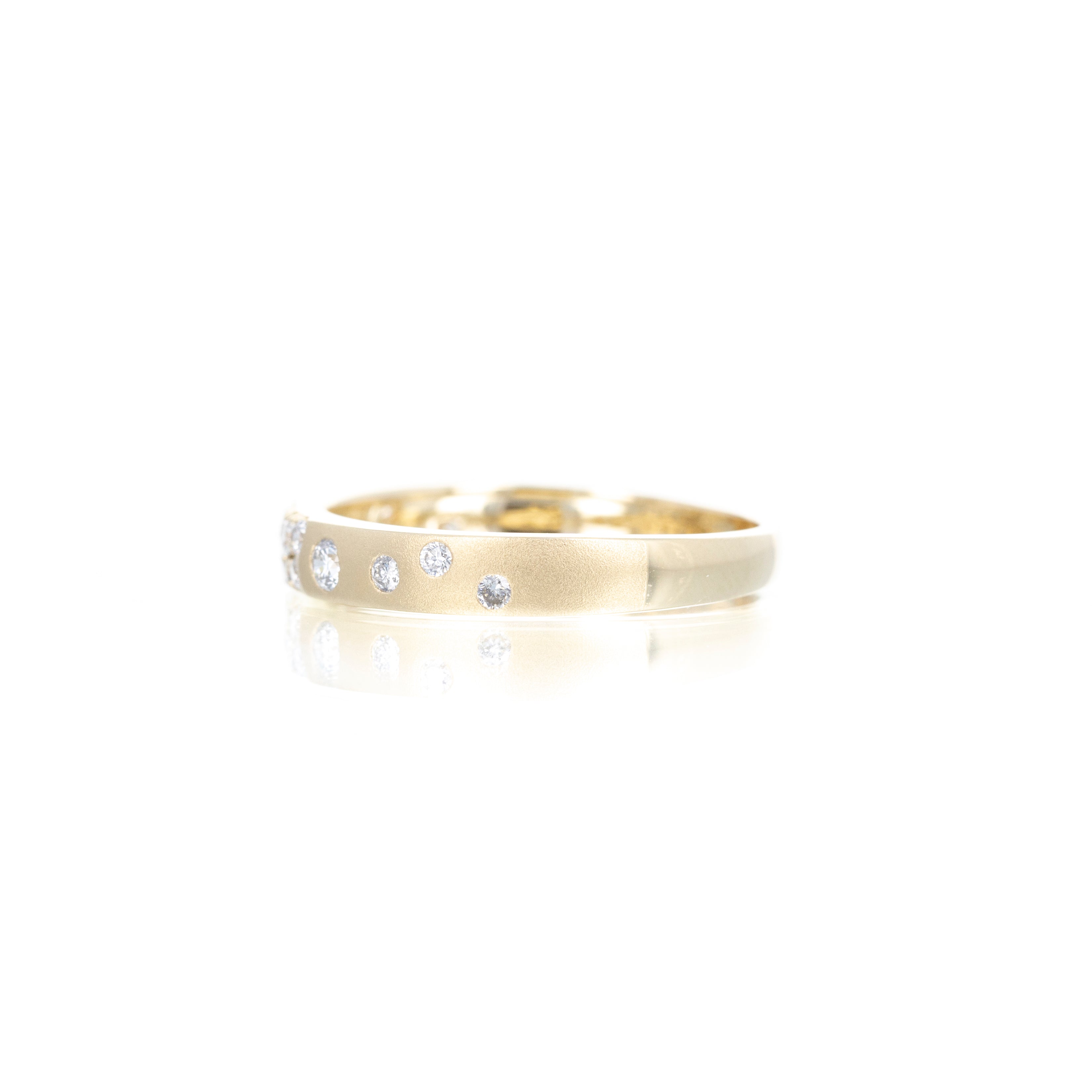 14K Gold 0.21 Carat Diamond Brushed Finish Band - Queen May